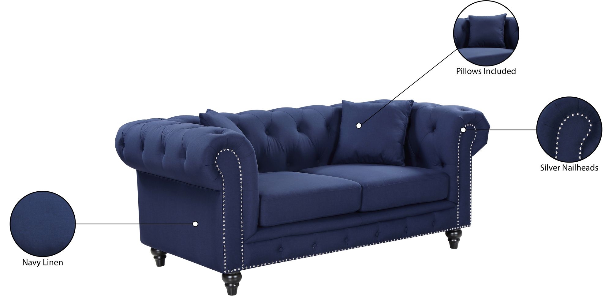 Chesterfield Fabric Loveseat