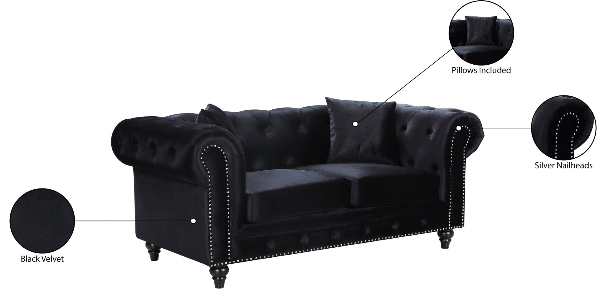 Chesterfield Fabric Loveseat