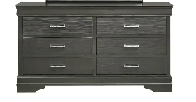4-piece LED double bedroom set made of wood in grey