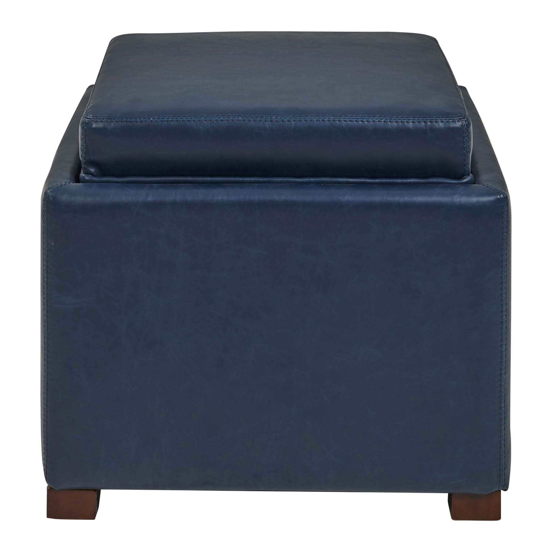 Cameron Square Bonded Leather Storage Ottoman w/Tray