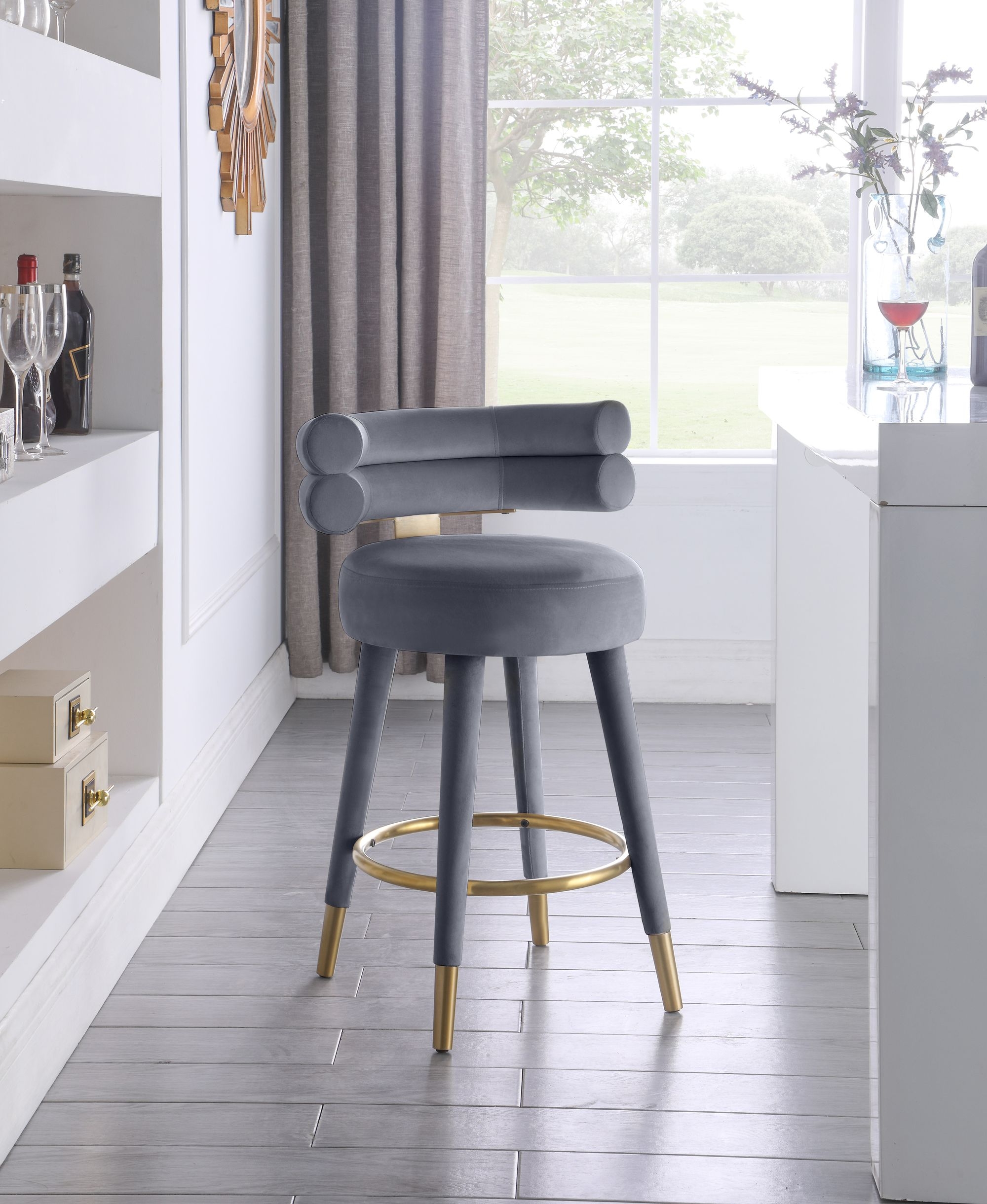 Fitzroy Velvet Upholstered Counter Stool