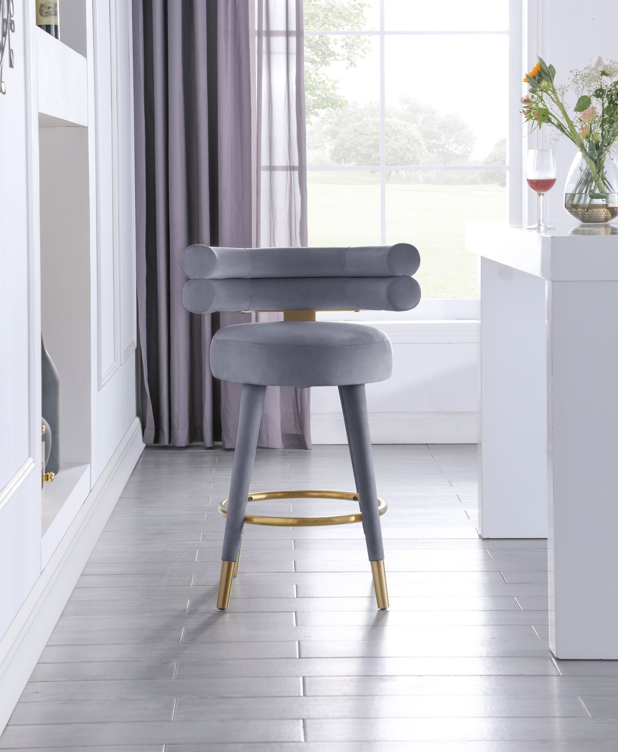Fitzroy Velvet Upholstered Counter Stool