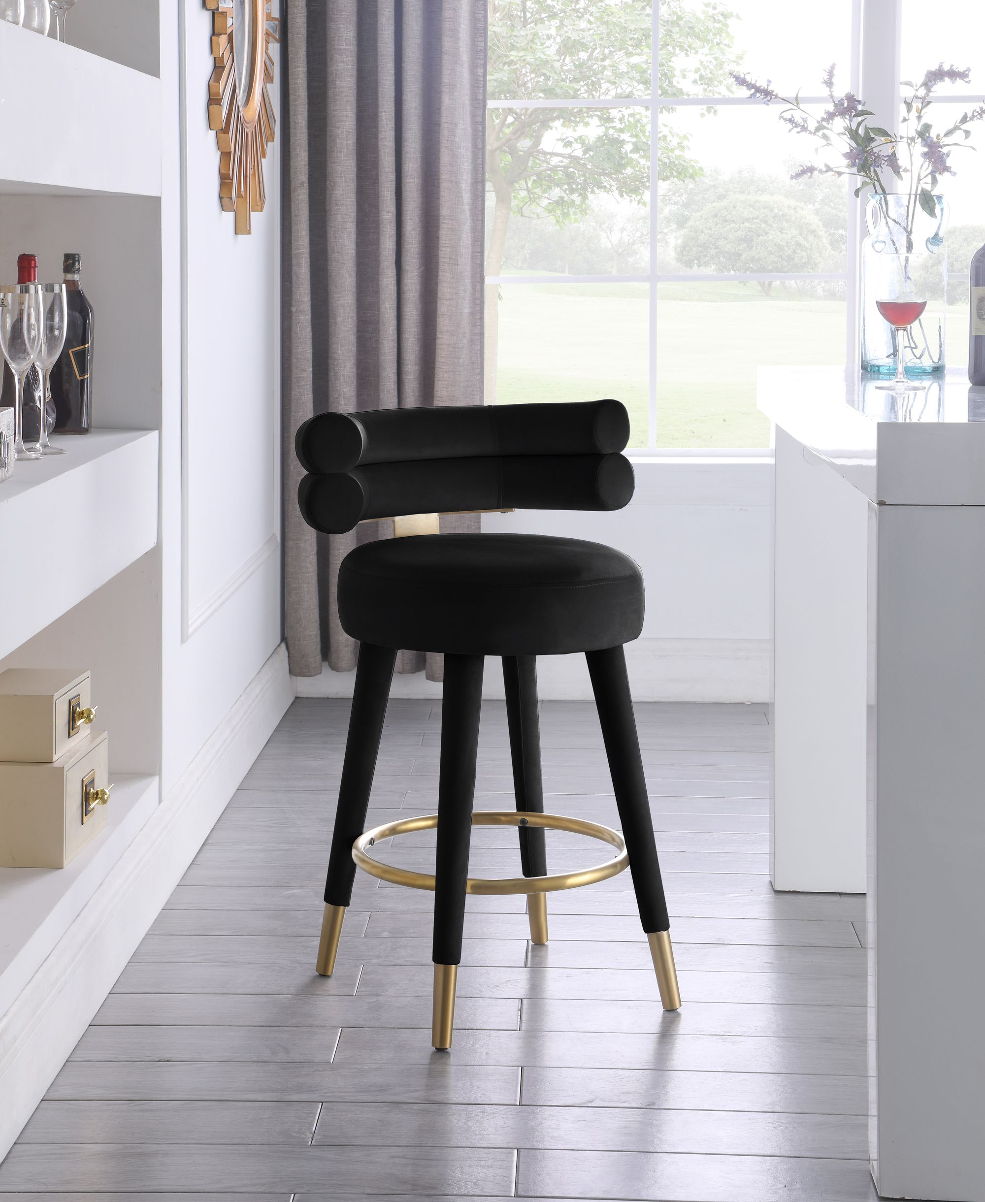Fitzroy Velvet Upholstered Counter Stool