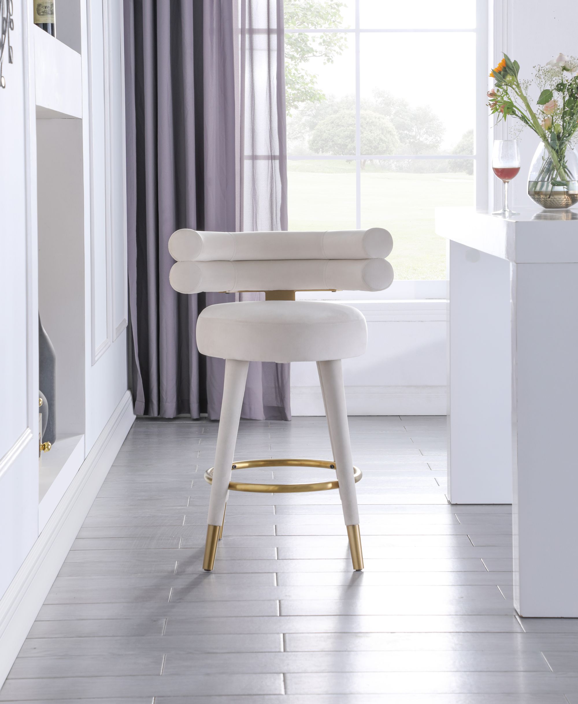 Fitzroy Velvet Upholstered Counter Stool