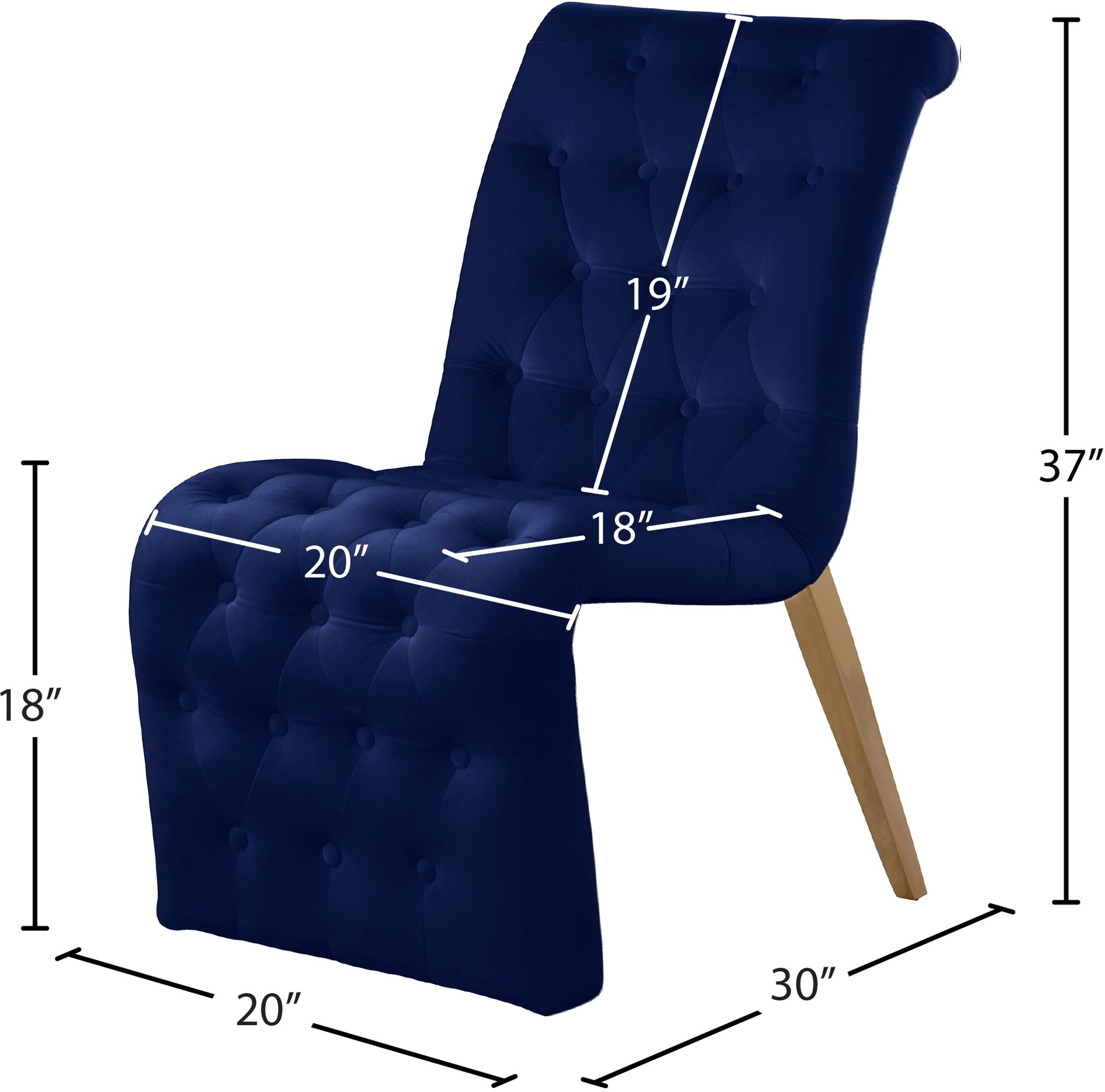 Curve Velvet Dining Chair with Gold Iron Legs