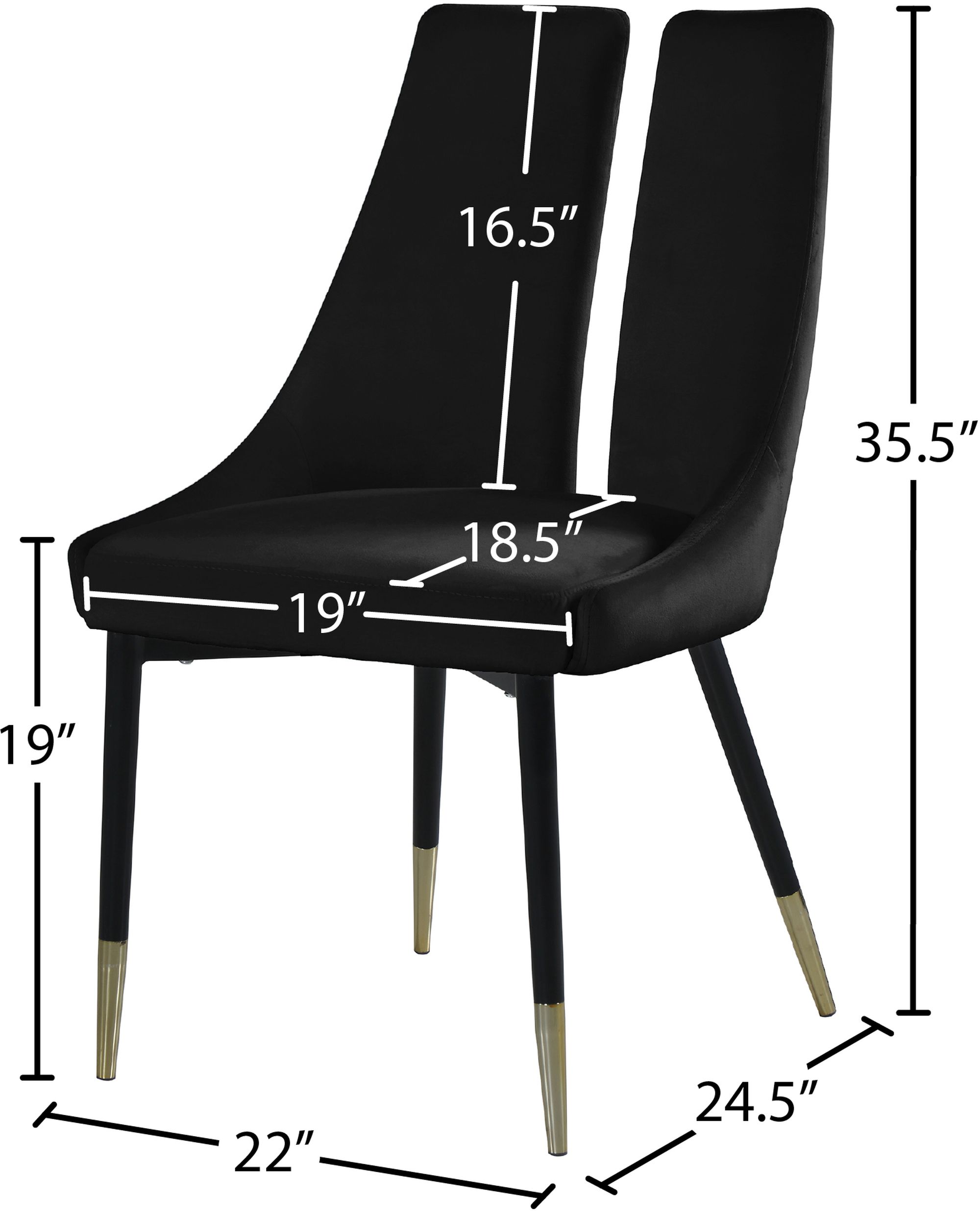 Sleek Velvet Dining Chair with Matte Black Iron Legs
