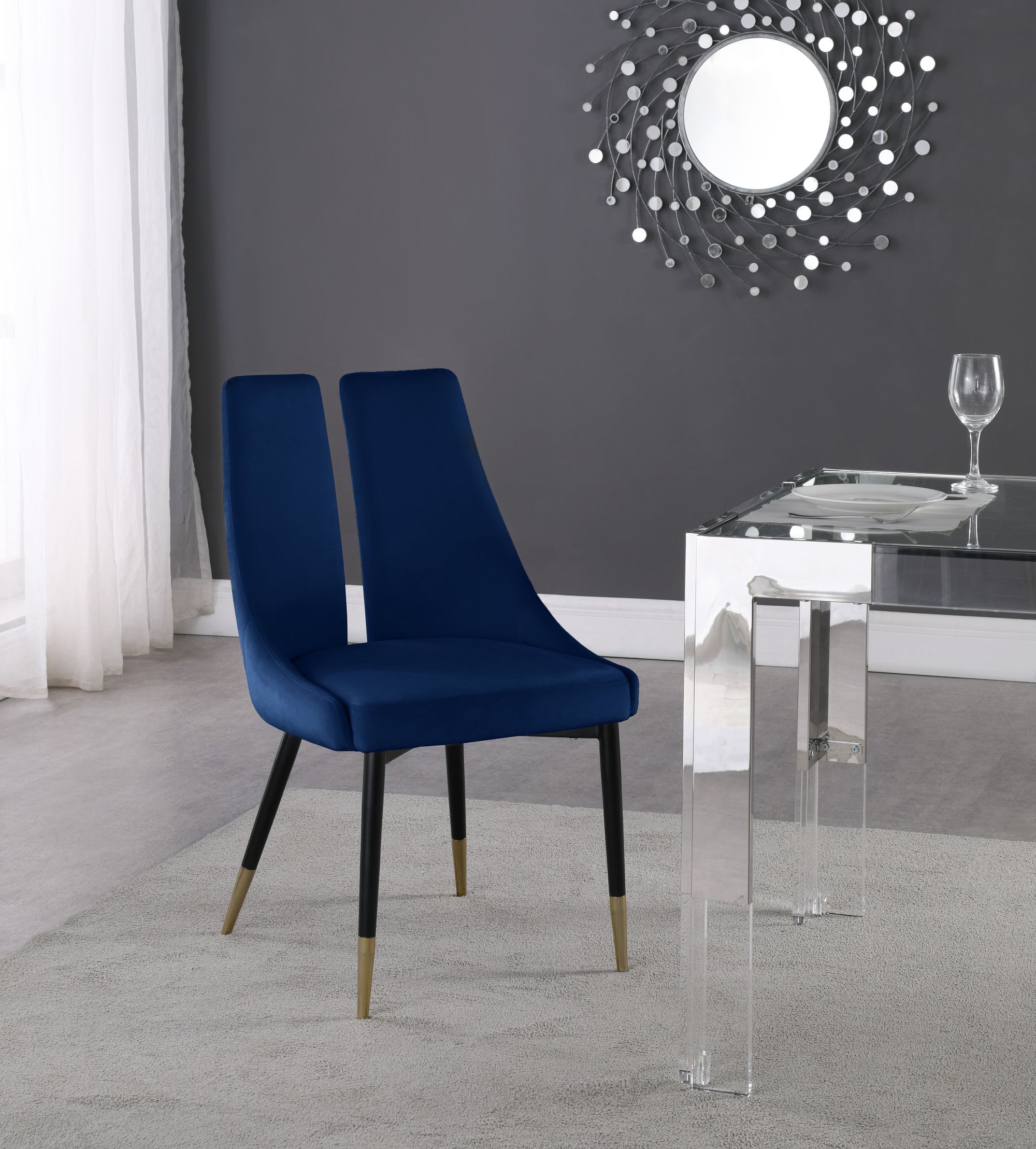 Sleek Velvet Dining Chair with Matte Black Iron Legs