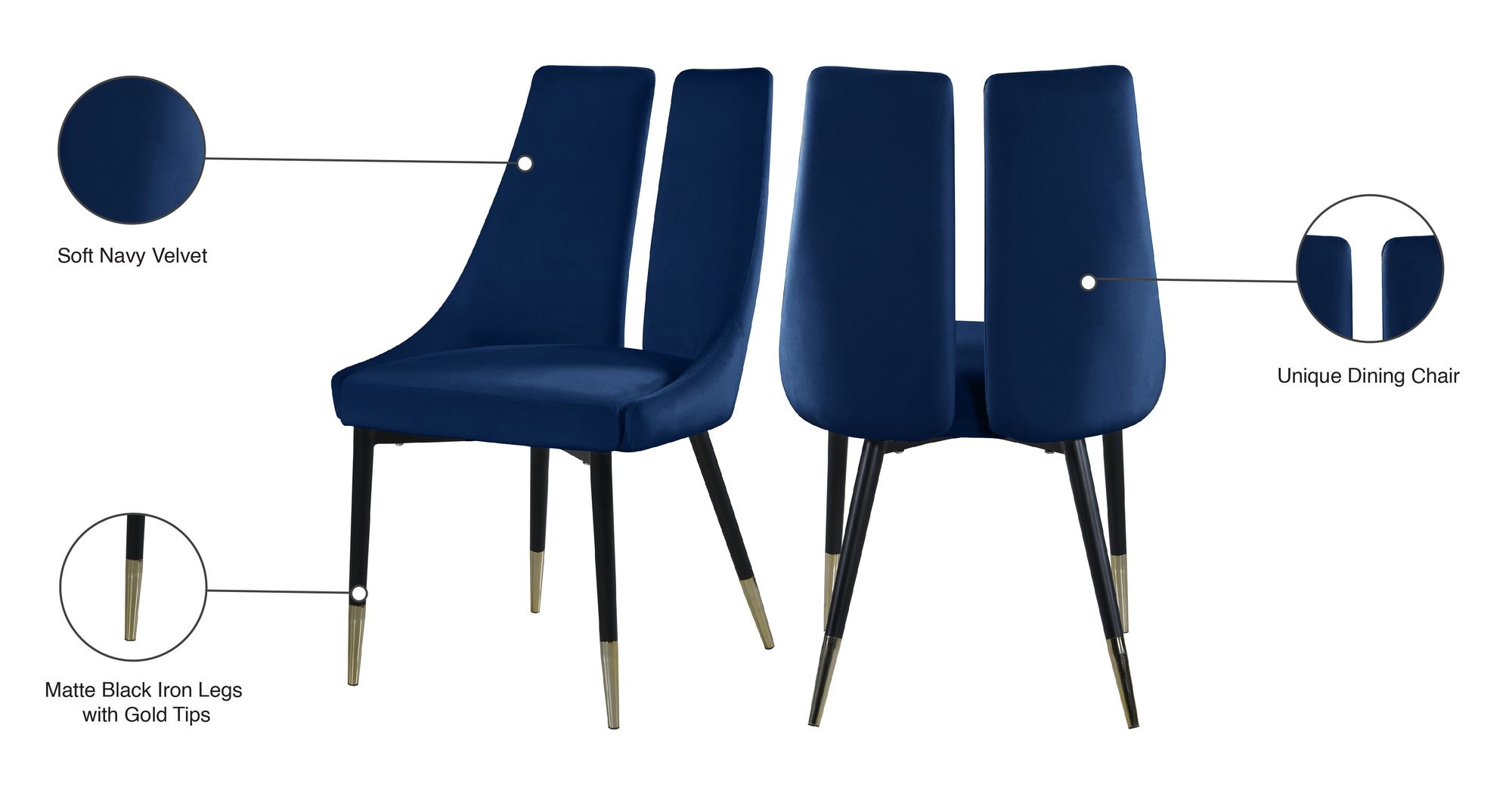 Sleek Velvet Dining Chair with Matte Black Iron Legs