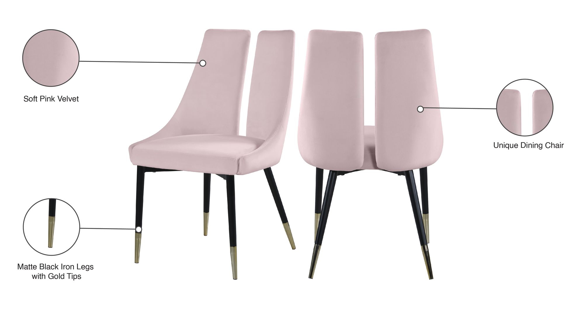 Sleek Velvet Dining Chair with Matte Black Iron Legs