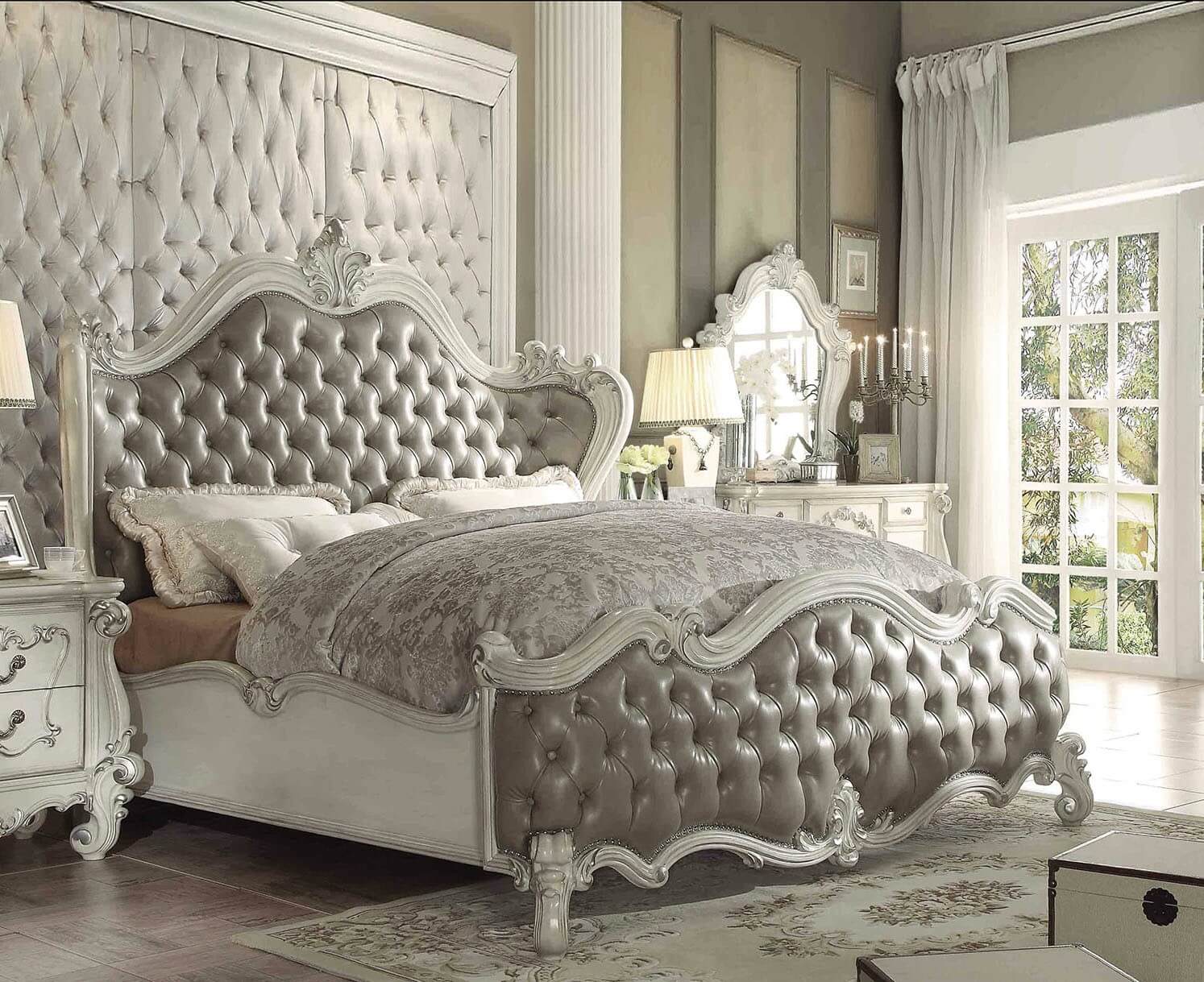 Versailles 2 Queen Size Bed, Bone White by Acme Furniture