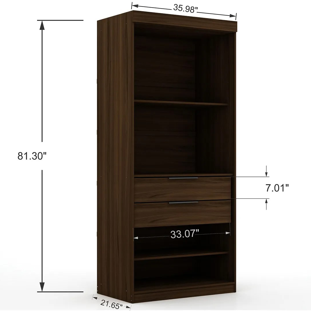 Mulberry Open 3 Sectional Modem Wardrobe Closet w/6 Drawers