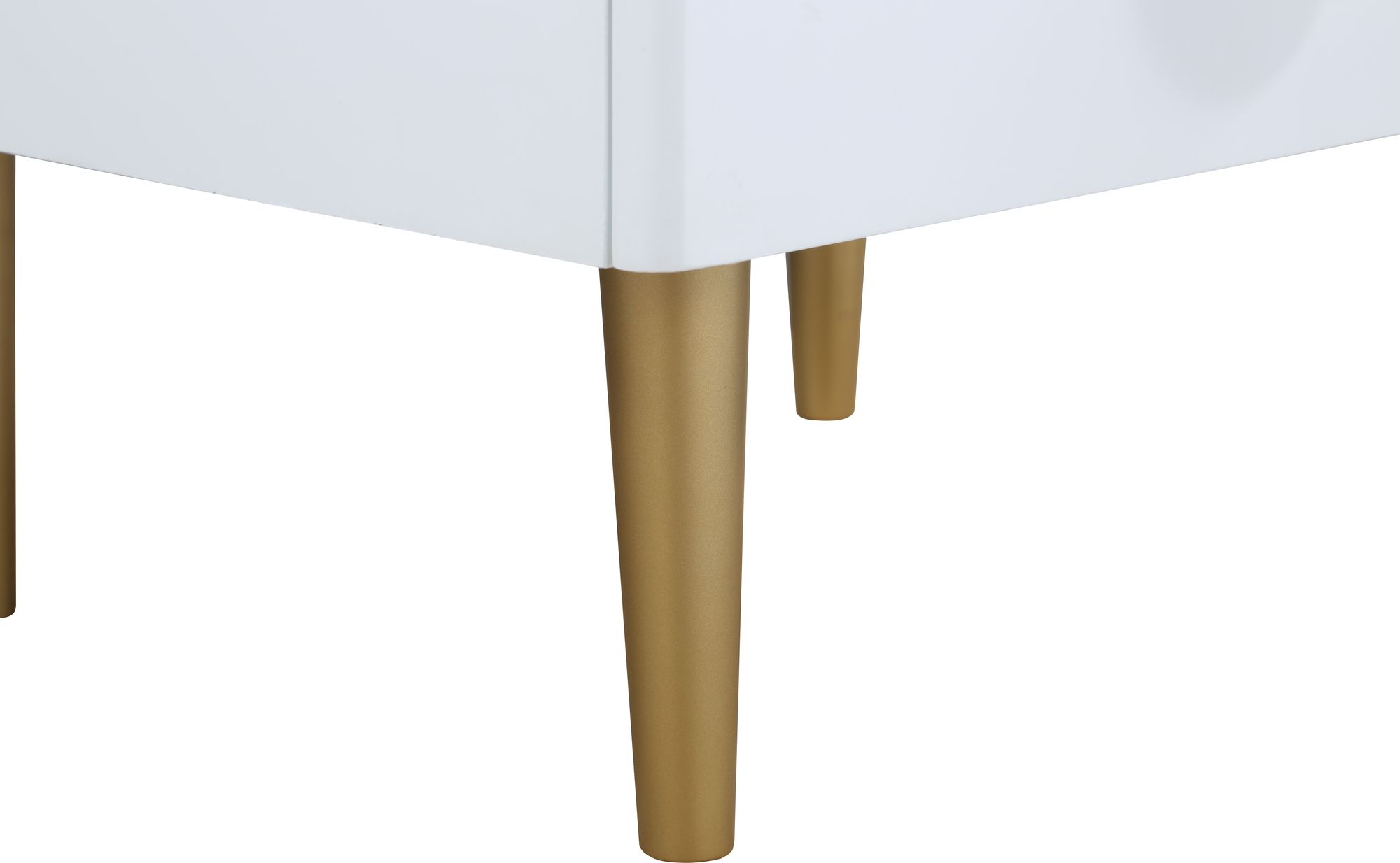 Zayne 2-Drawer Wood Veneer Nightstand Brushed Gold Metal Legs & Handle
