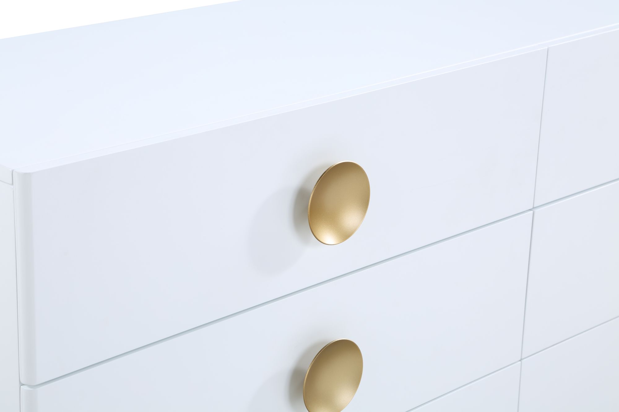 Zayne 6-Drawer Dresser with Brushed Gold Metal Legs & Handle