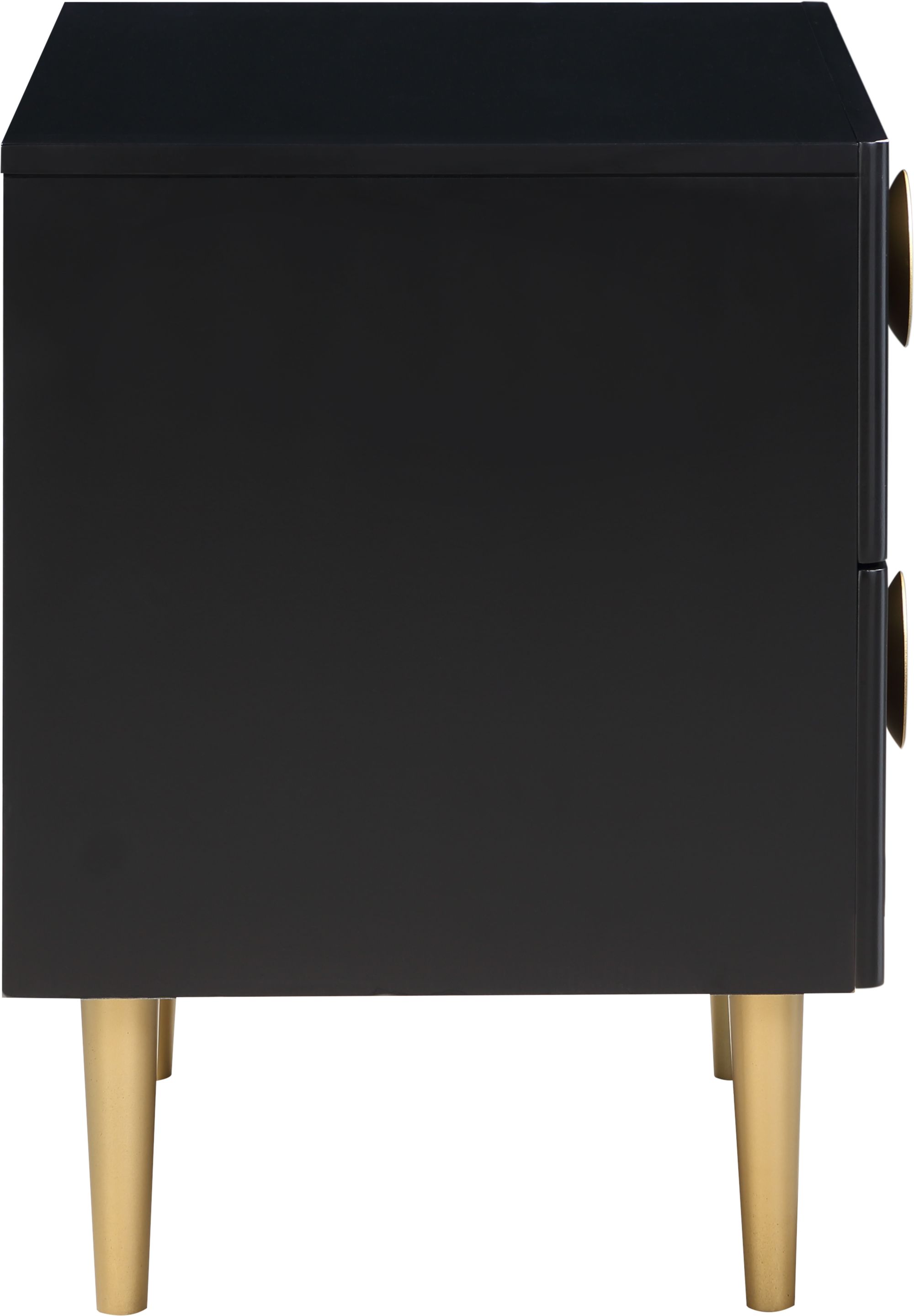 Zayne 2-Drawer Wood Veneer Nightstand Brushed Gold Metal Legs & Handle