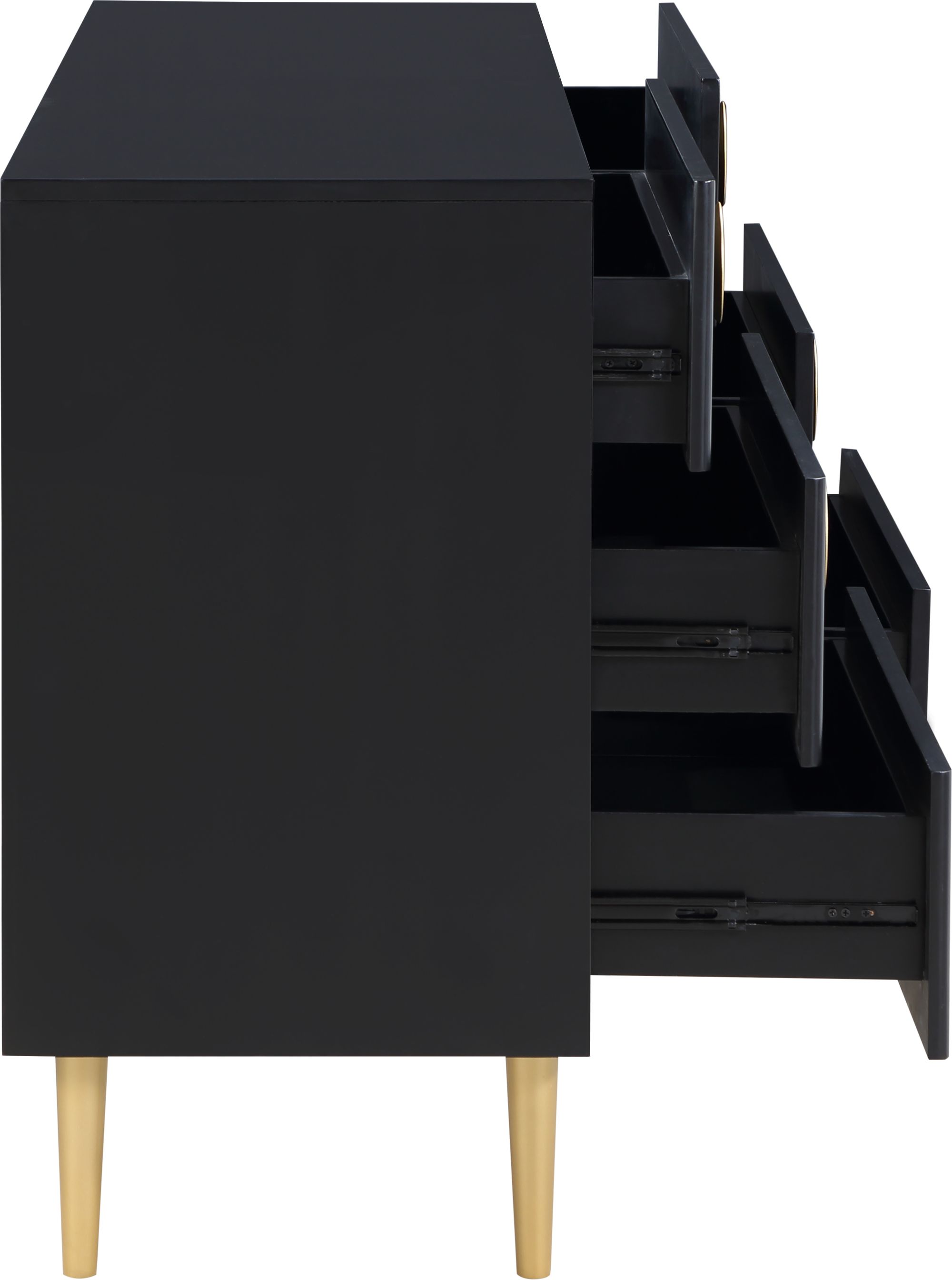 Zayne 6-Drawer Dresser with Brushed Gold Metal Legs & Handle