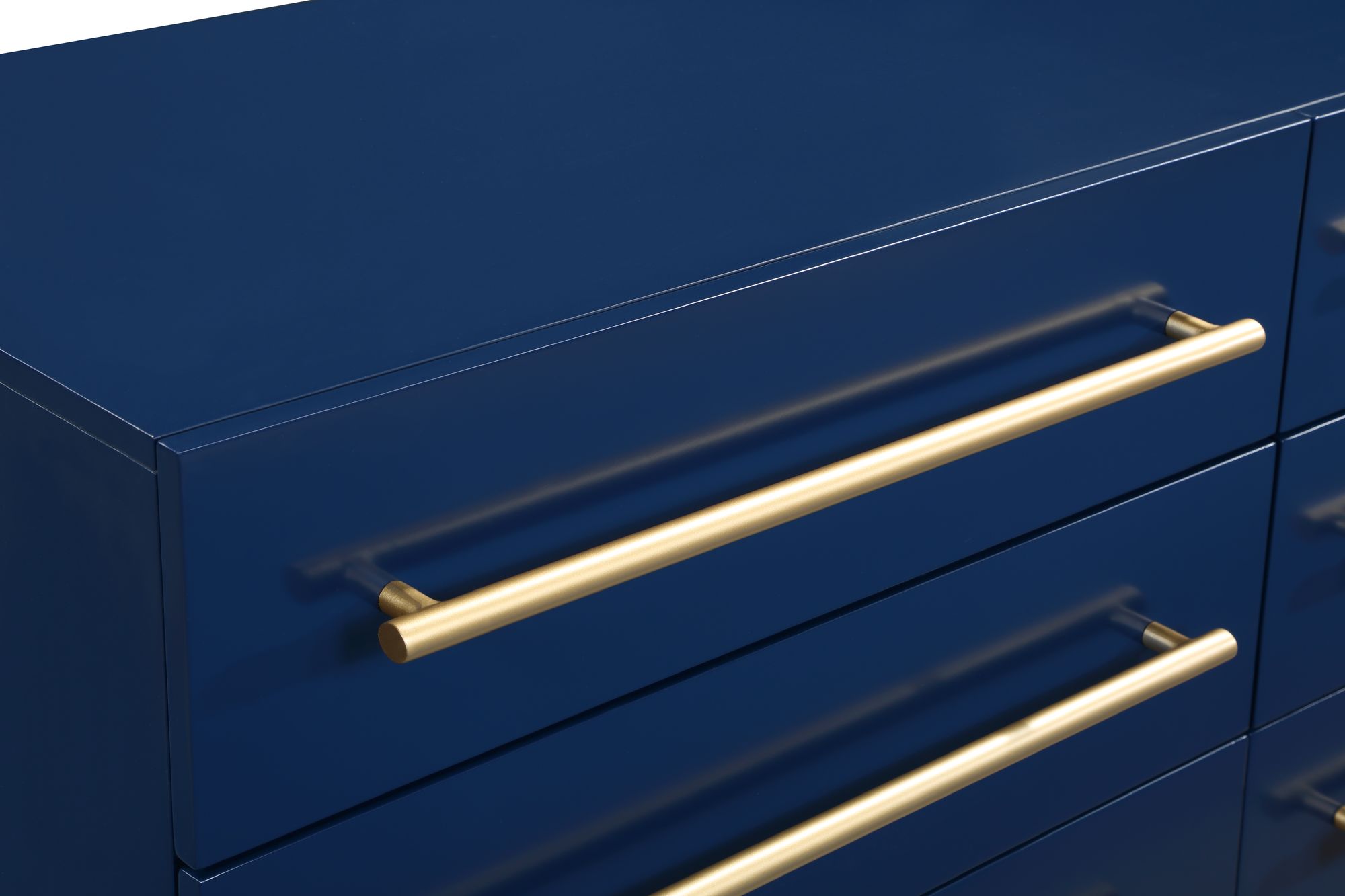 Marisol 6-Drawer Wood Veneer Dresser with Brushed Gold Metal Legs & Handle