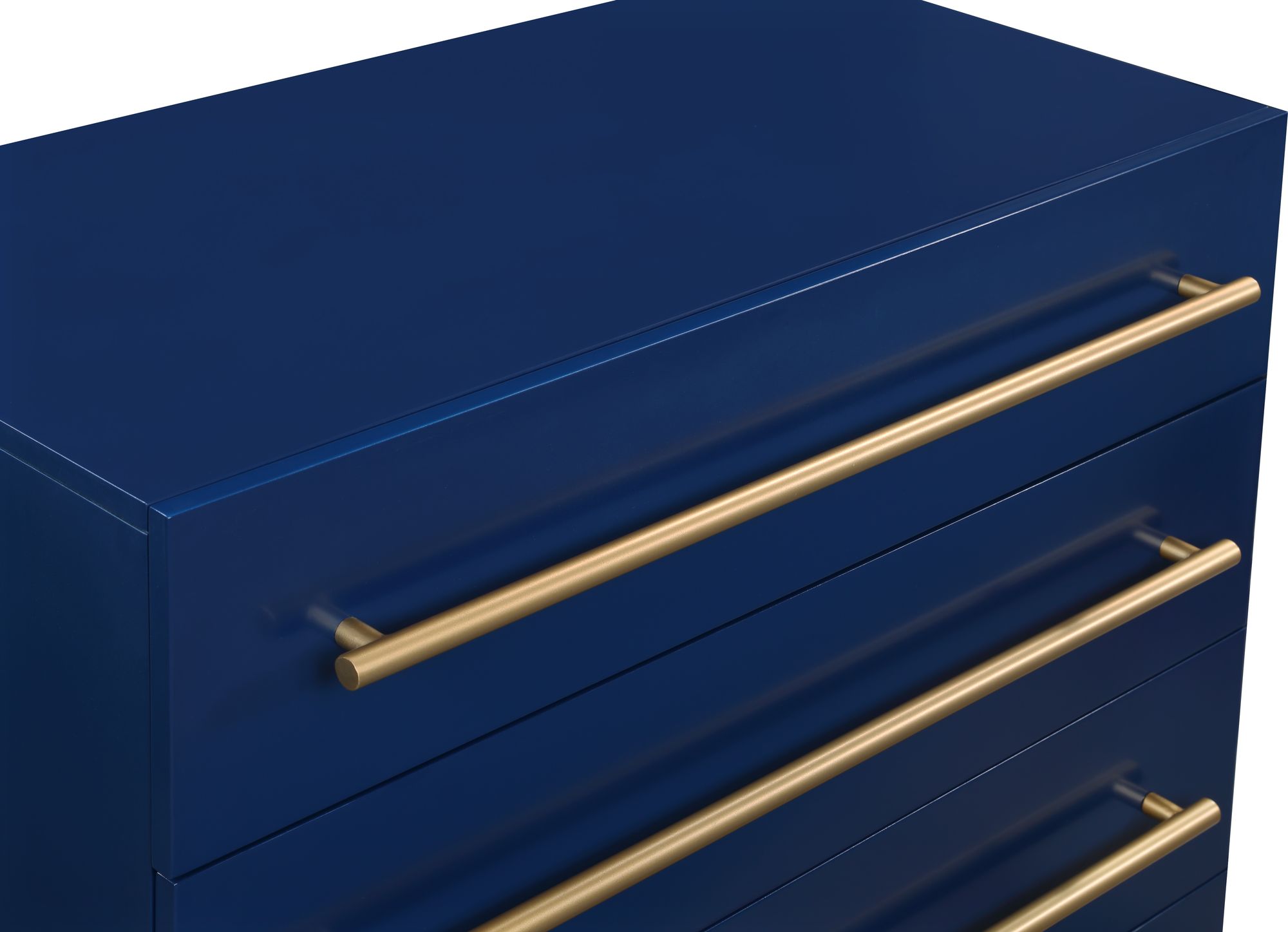 Marisol 5-Drawer Wood Veneer Chest with Brushed Gold Metal Legs & Handle