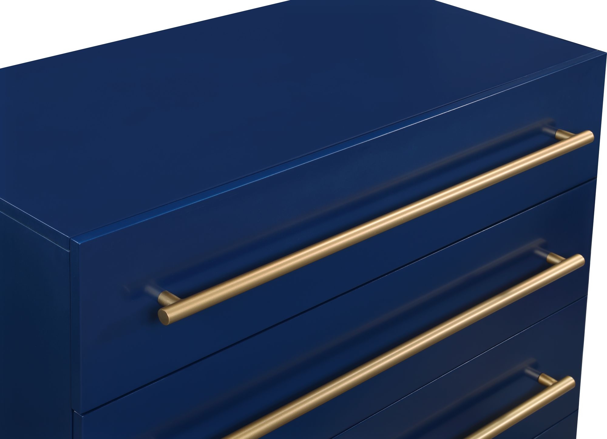 Marisol 5-Drawer Wood Veneer Chest with Brushed Gold Metal Legs & Handle