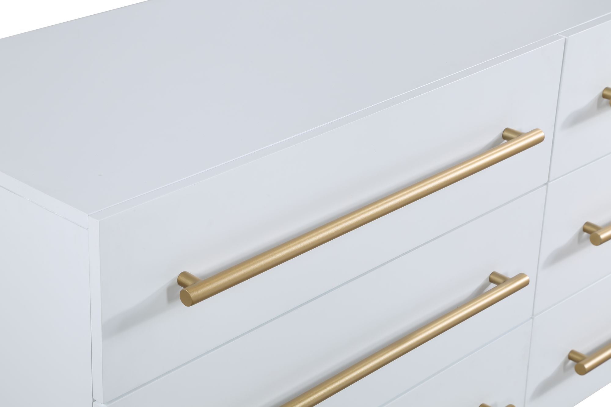 Marisol 6-Drawer Wood Veneer Dresser with Brushed Gold Metal Legs & Handle
