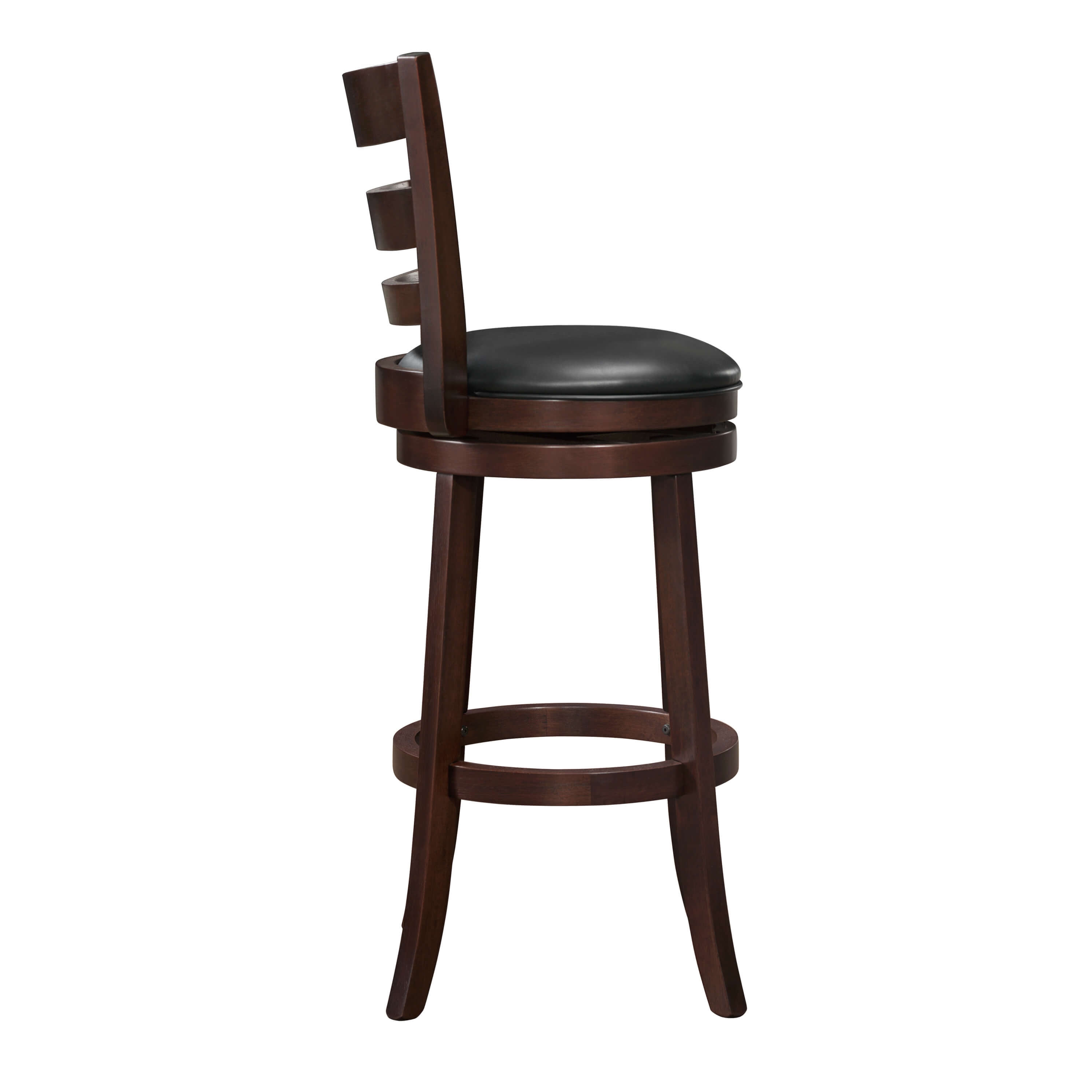 Edmond Transitional Faux-Leather Swivel Pub Chair w/Slat Back