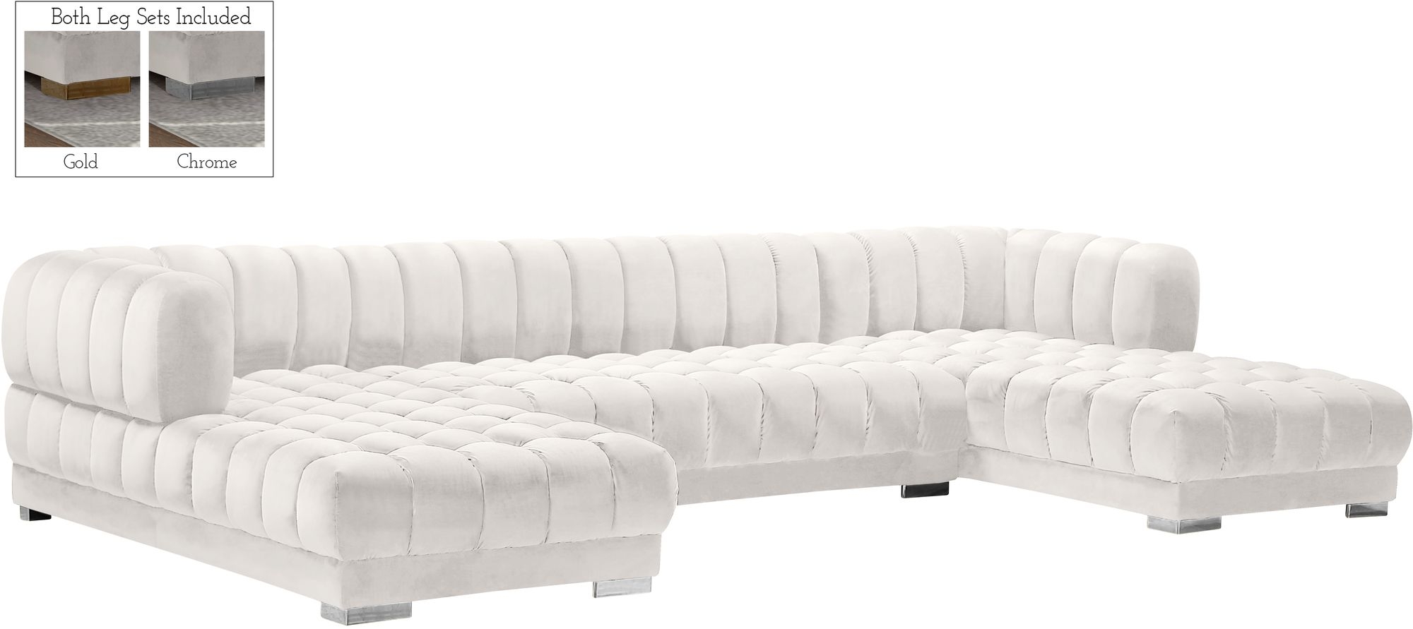 Gwen 143" 3-Piece Velvet Sectional