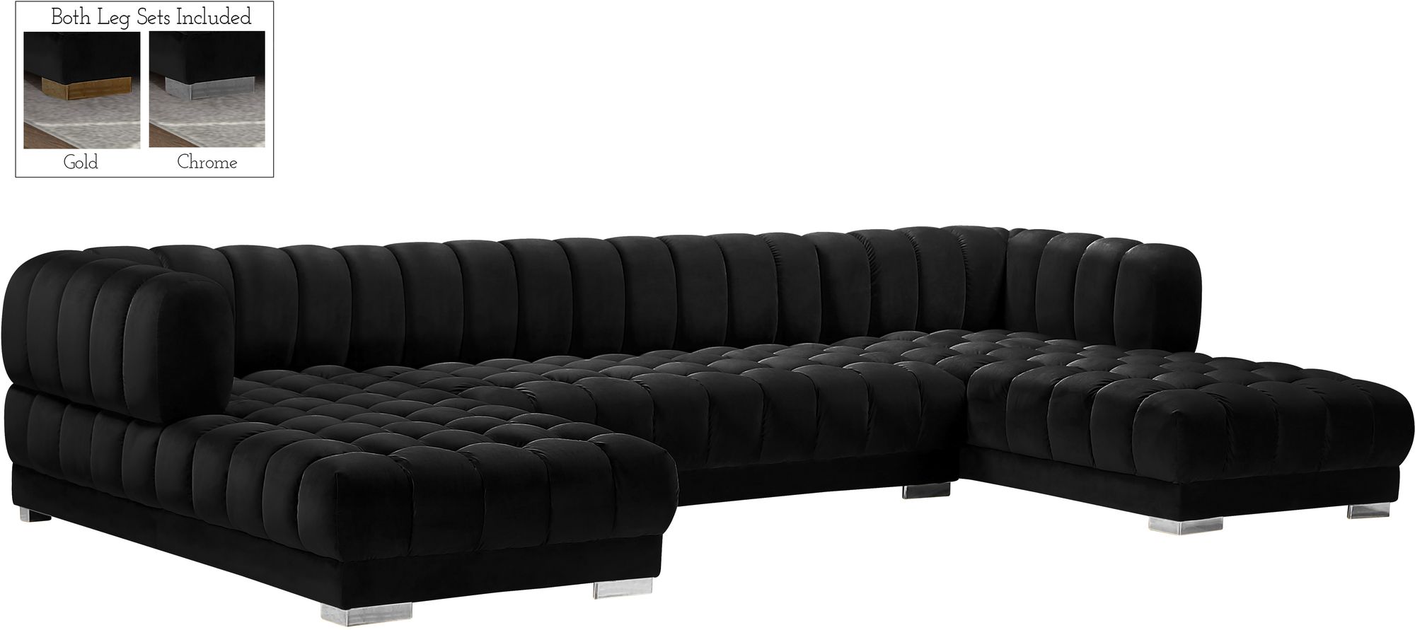 Gwen 143" 3-Piece Velvet Sectional