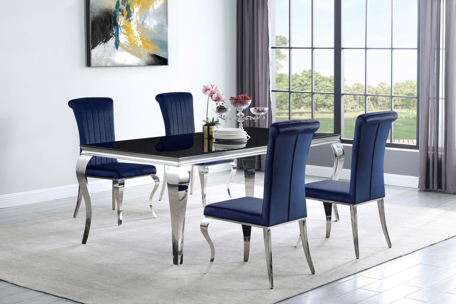 Carone 81" Rectangular Glass Top Dining Table