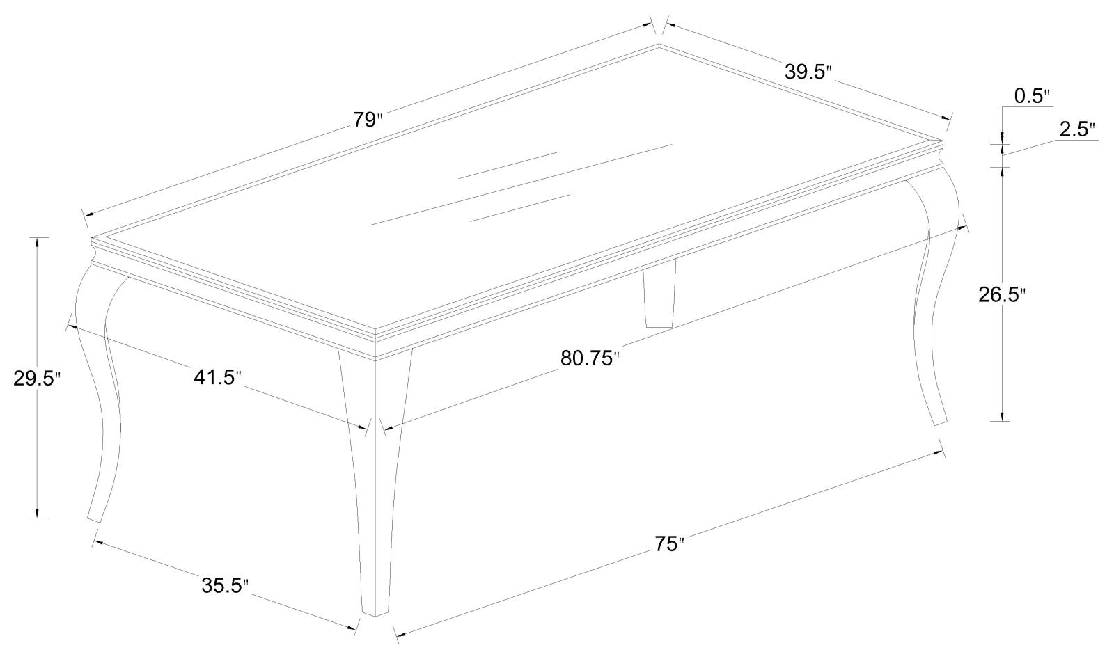 Carone 81" Rectangular Glass Top Dining Table