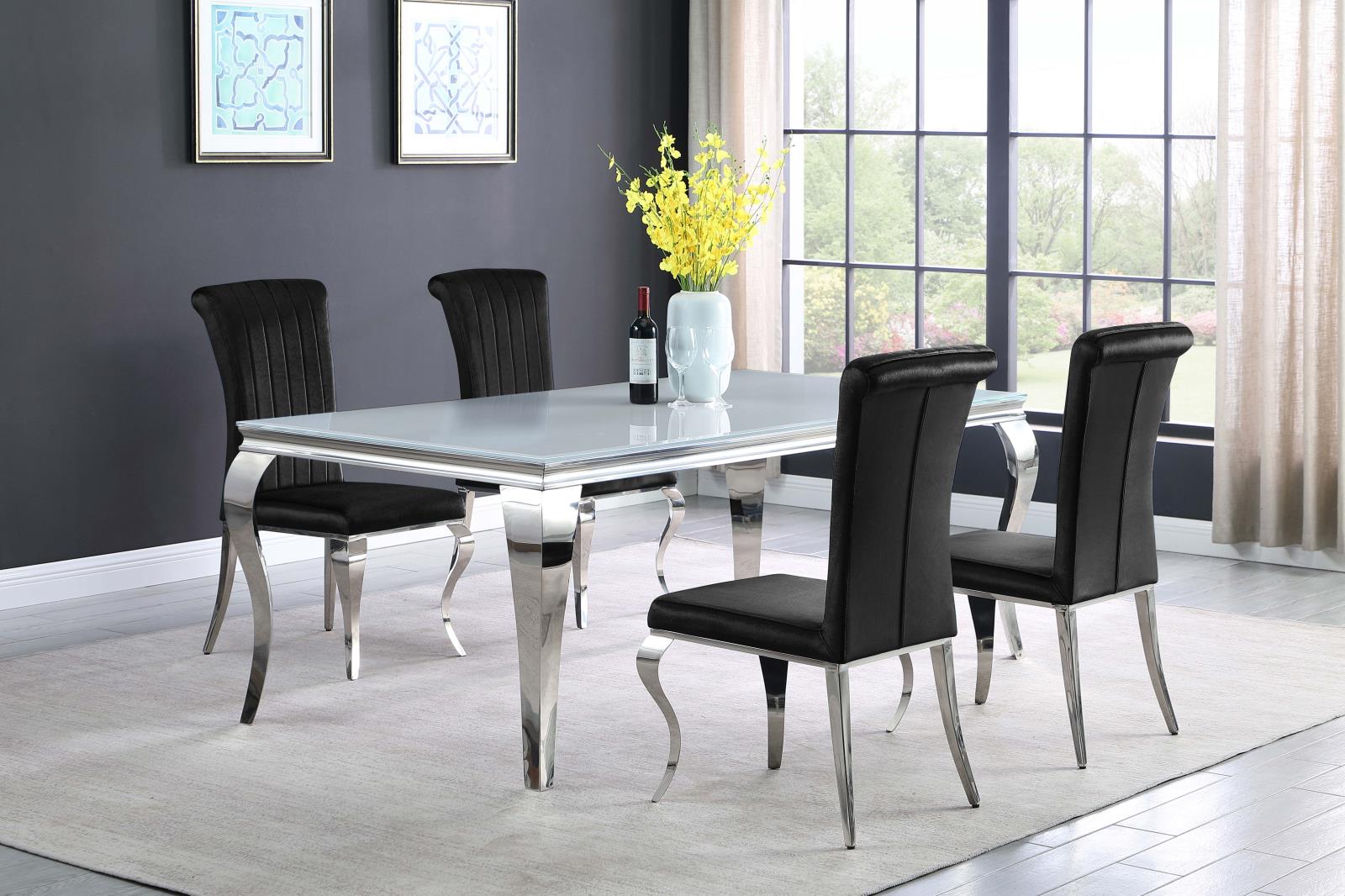 Carone 81" Rectangular Glass Top Dining Table