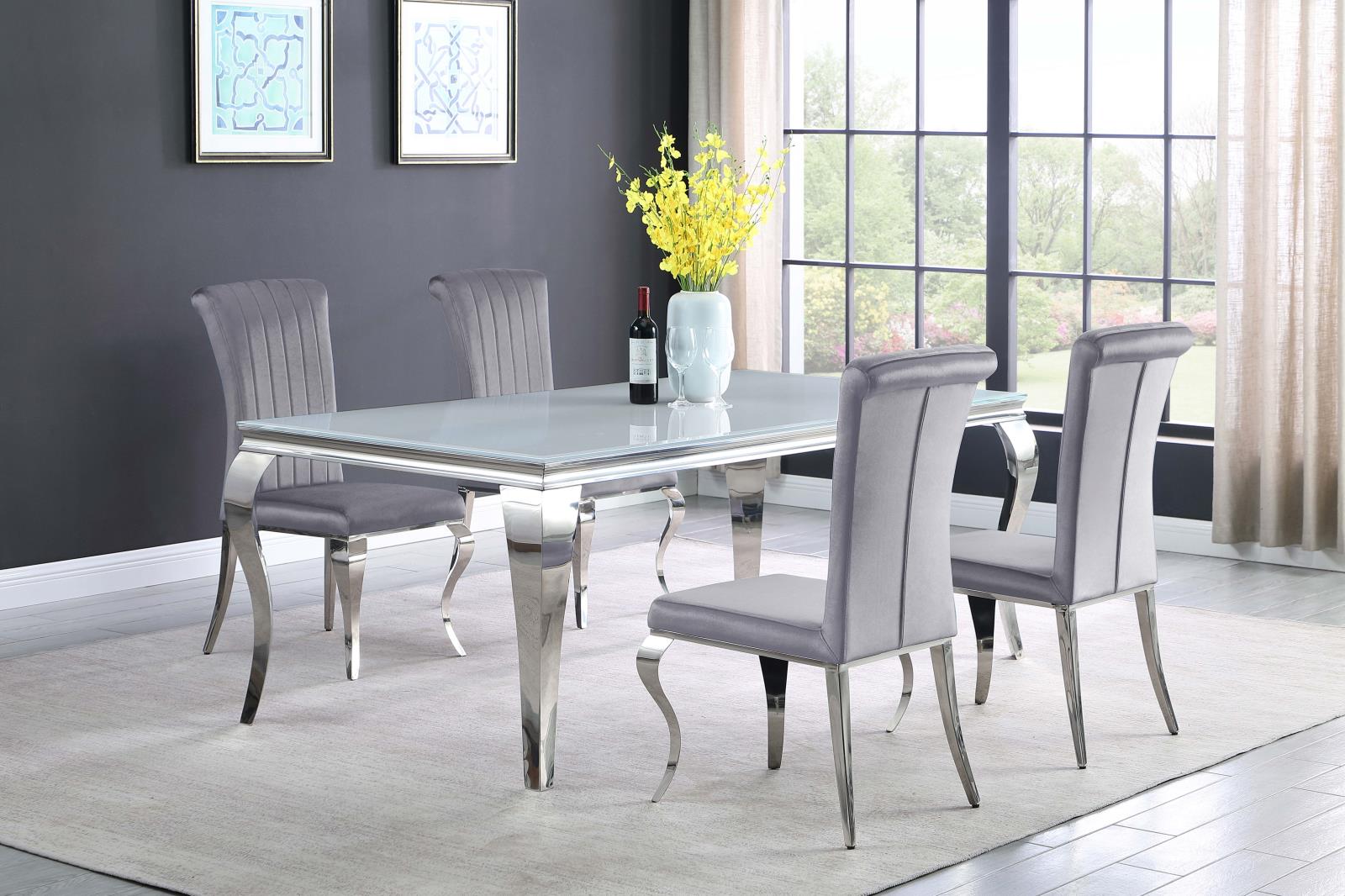 Carone 81" Rectangular Glass Top Dining Table