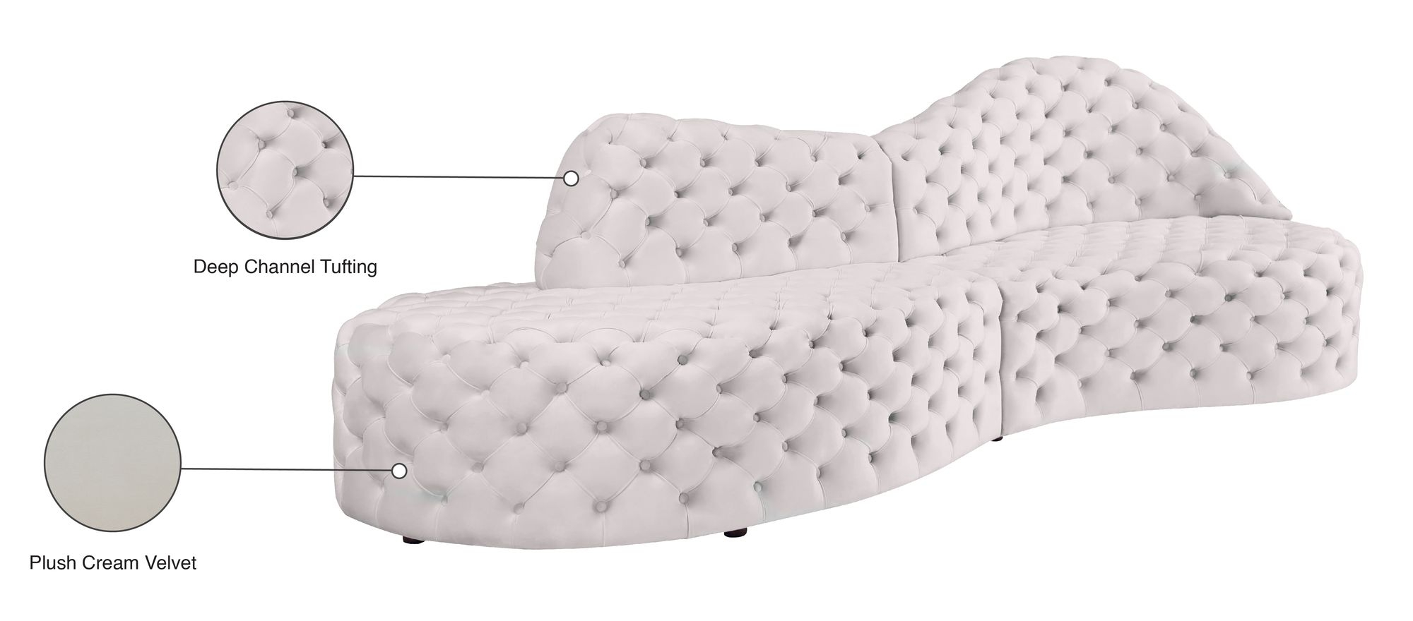 Royal 114" 2-Piece Velvet Sectional