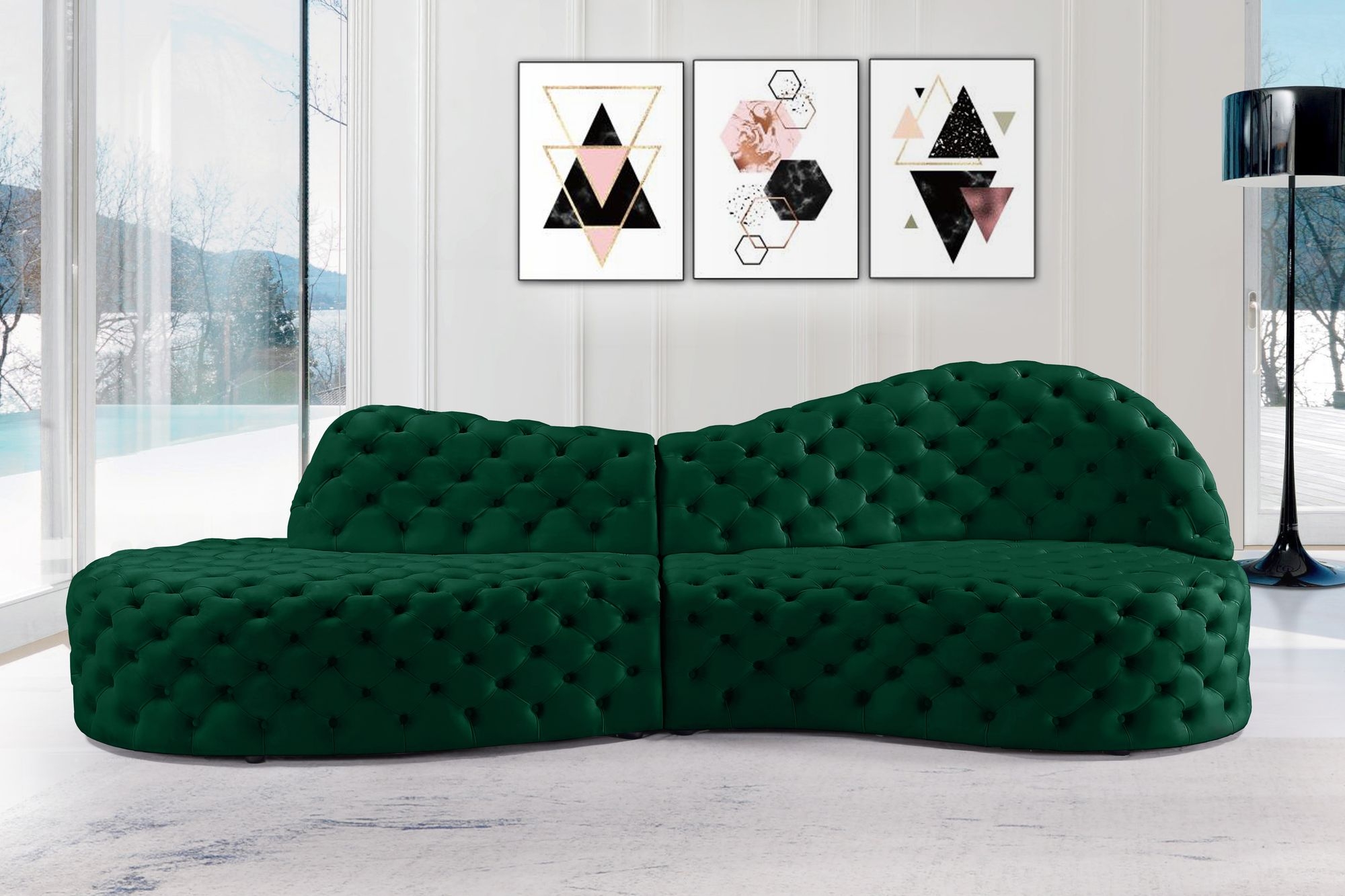 Royal 114" 2-Piece Velvet Sectional