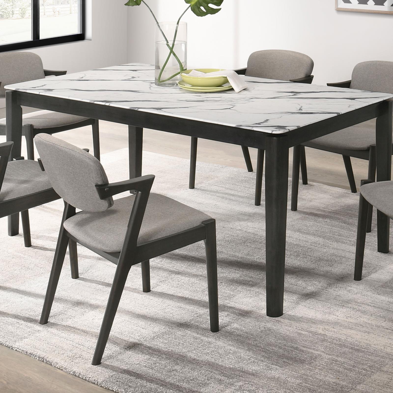 Stevie Rectangular Faux Marble Top Dining Table