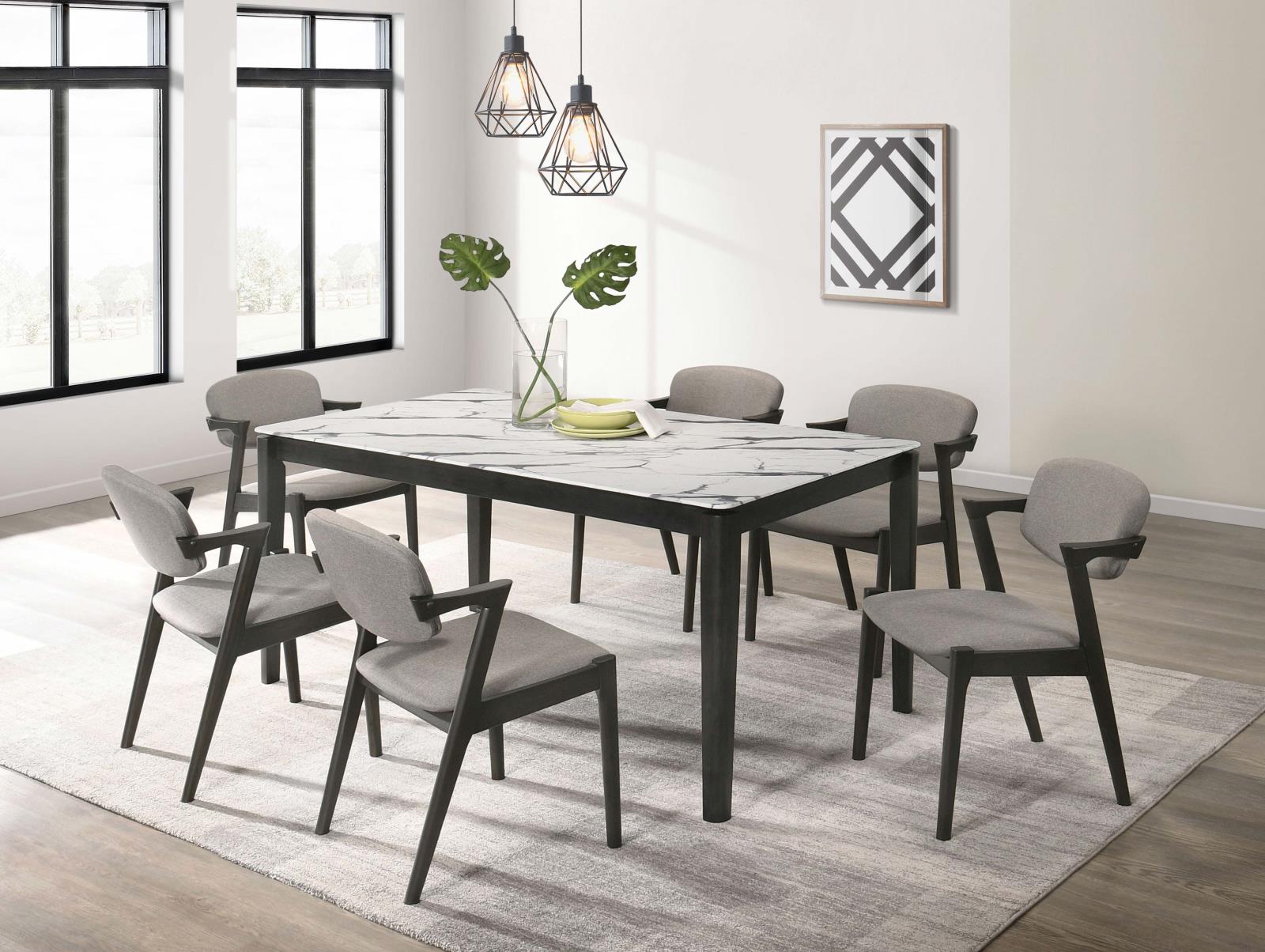Stevie Rectangular Faux Marble Top Dining Table