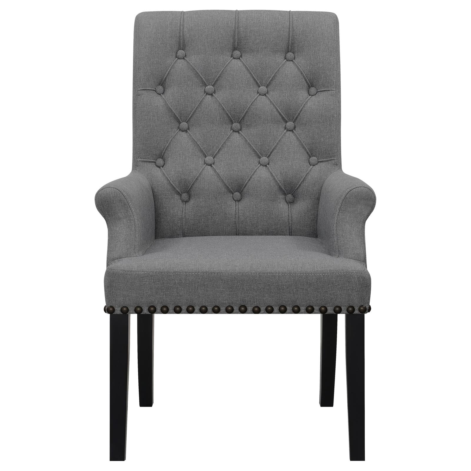Alana Tufted Back Fabric Arm Chair with Nailhead Trim