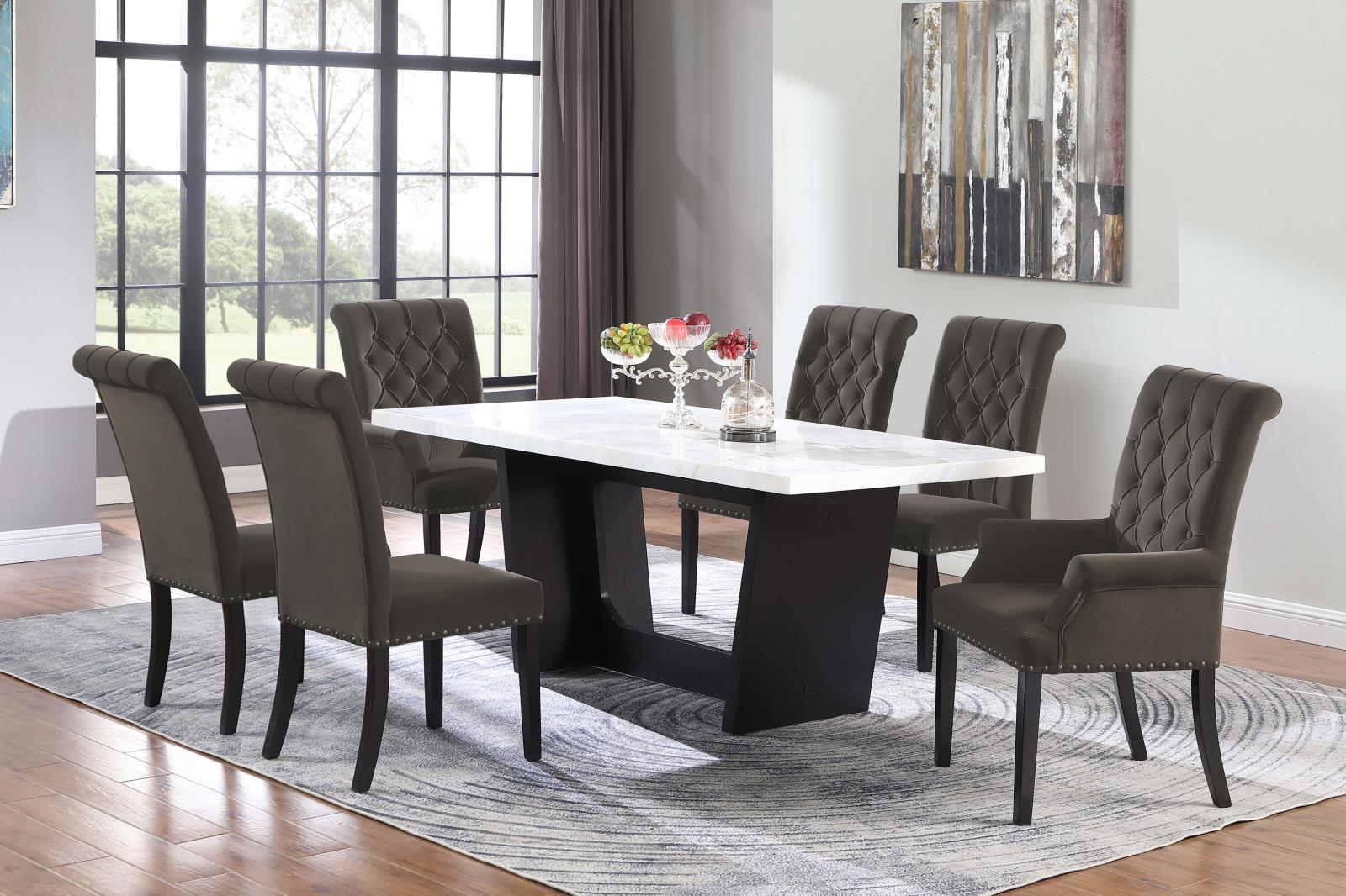 Alana Tufted Back Fabric Side Chair with Nailhead Trim