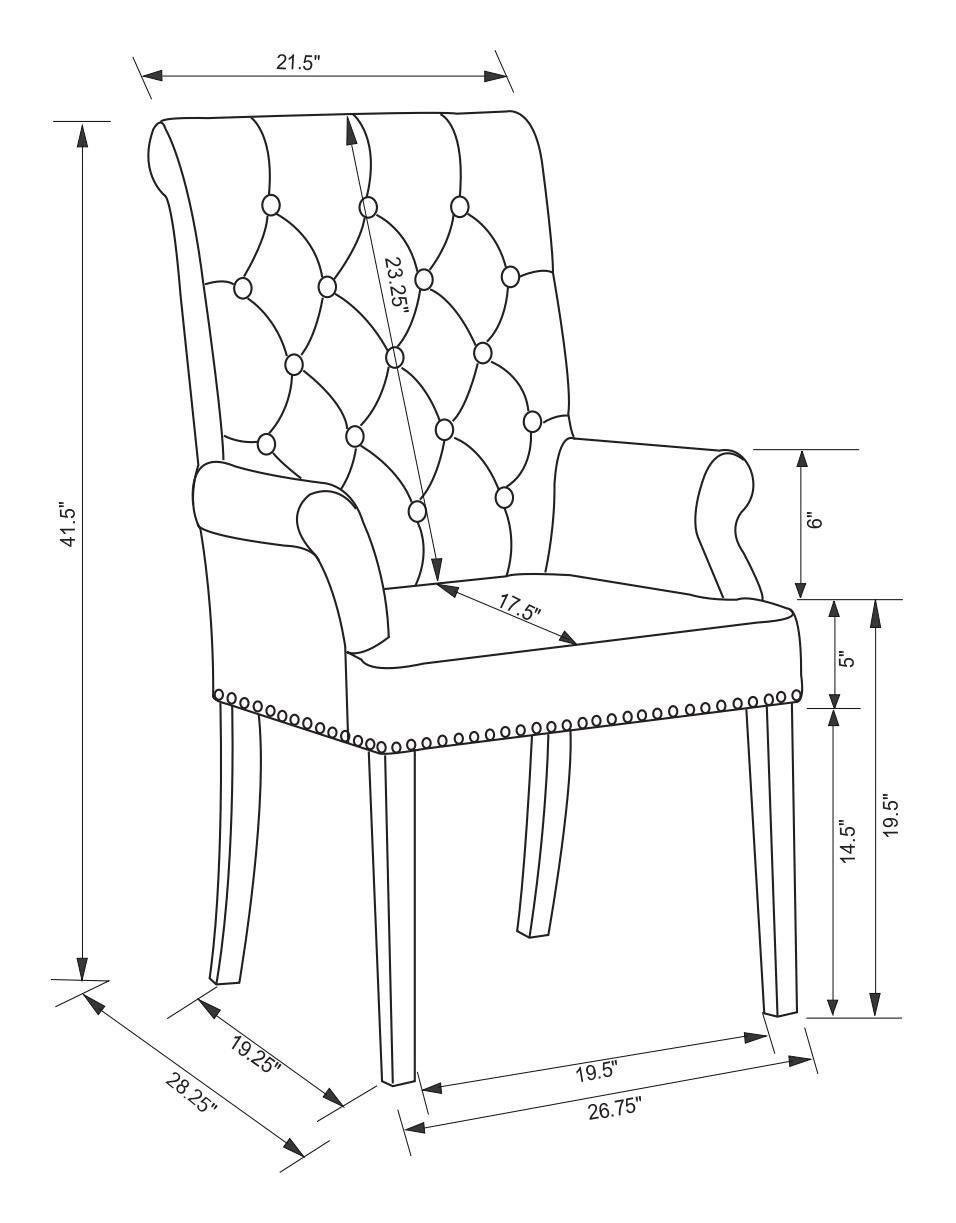 Alana Tufted Back Fabric Arm Chair with Nailhead Trim