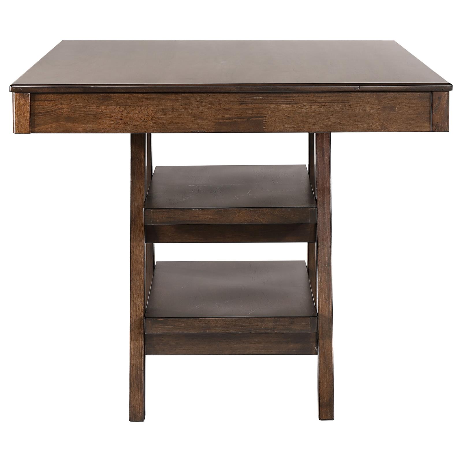 Dewey Rectangular Wood Veneer Counter Height Table with Drawers & Open Shelves