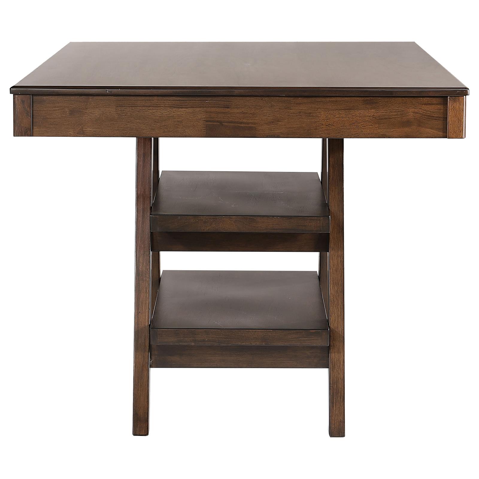Dewey Rectangular Wood Veneer Counter Height Table with Drawers & Open Shelves
