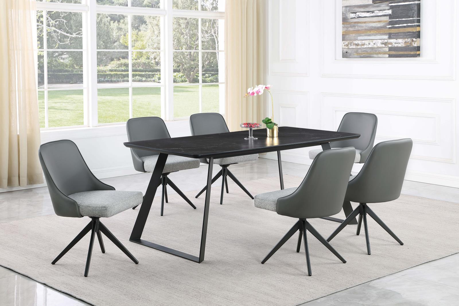 Smith Rectangle Ceramic Top Dining Table with Metal Base