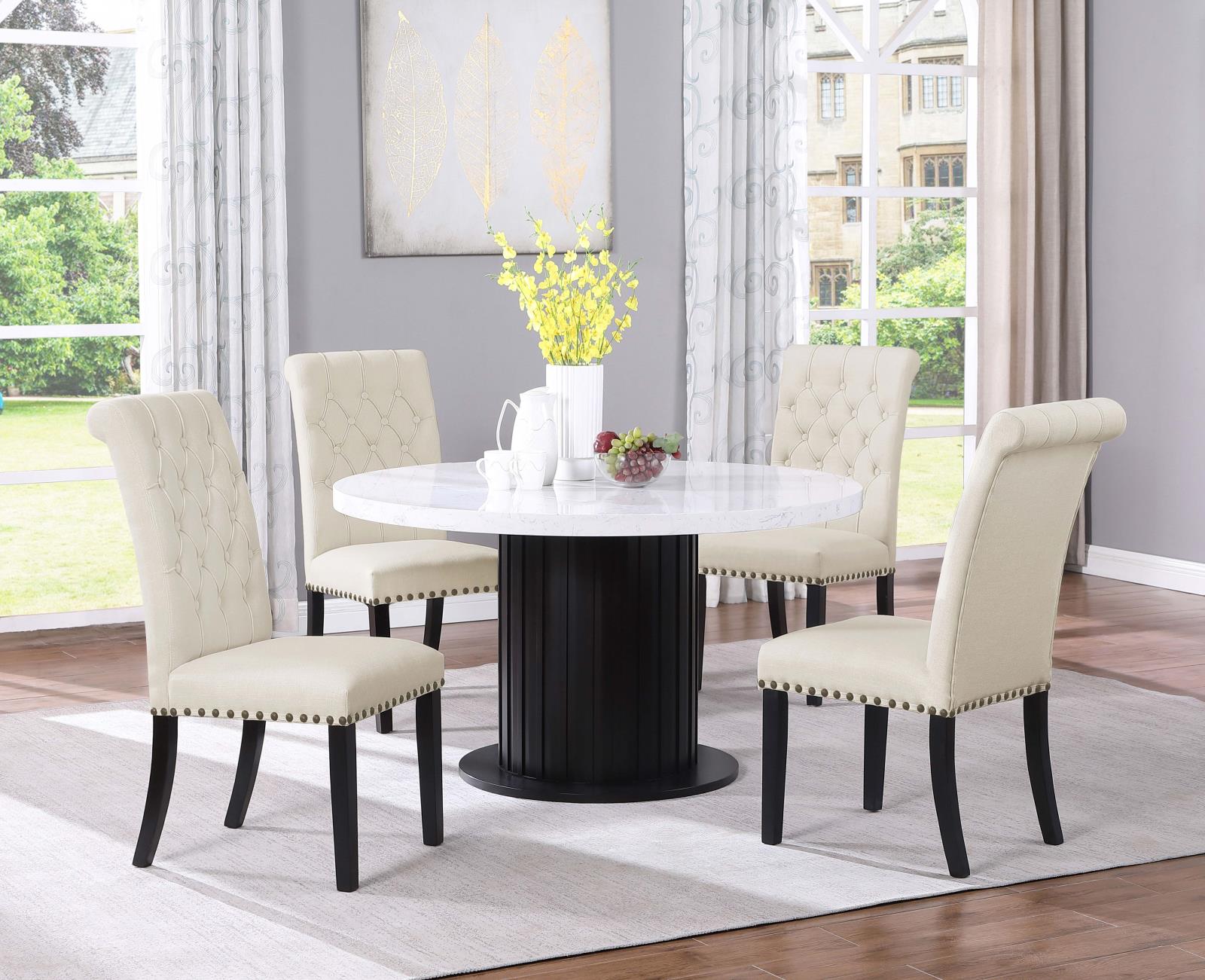 Sherry Faux Marble Round Dining Table