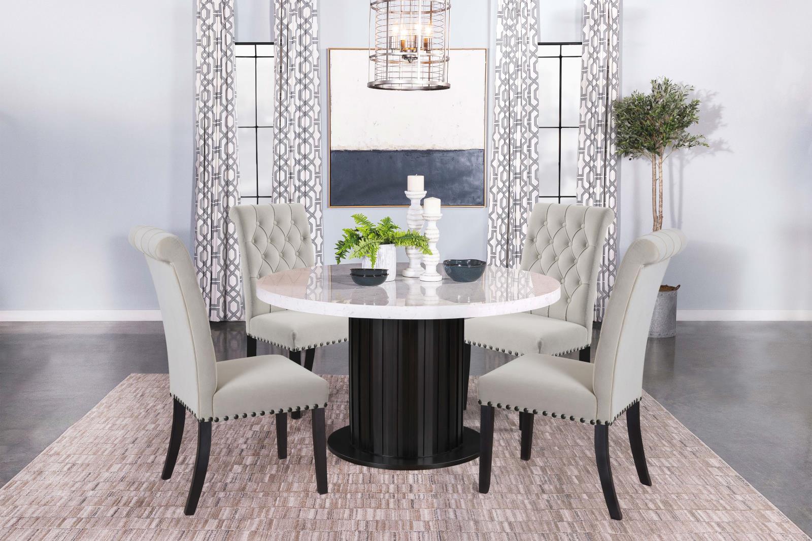 Sherry Faux Marble Round Dining Table