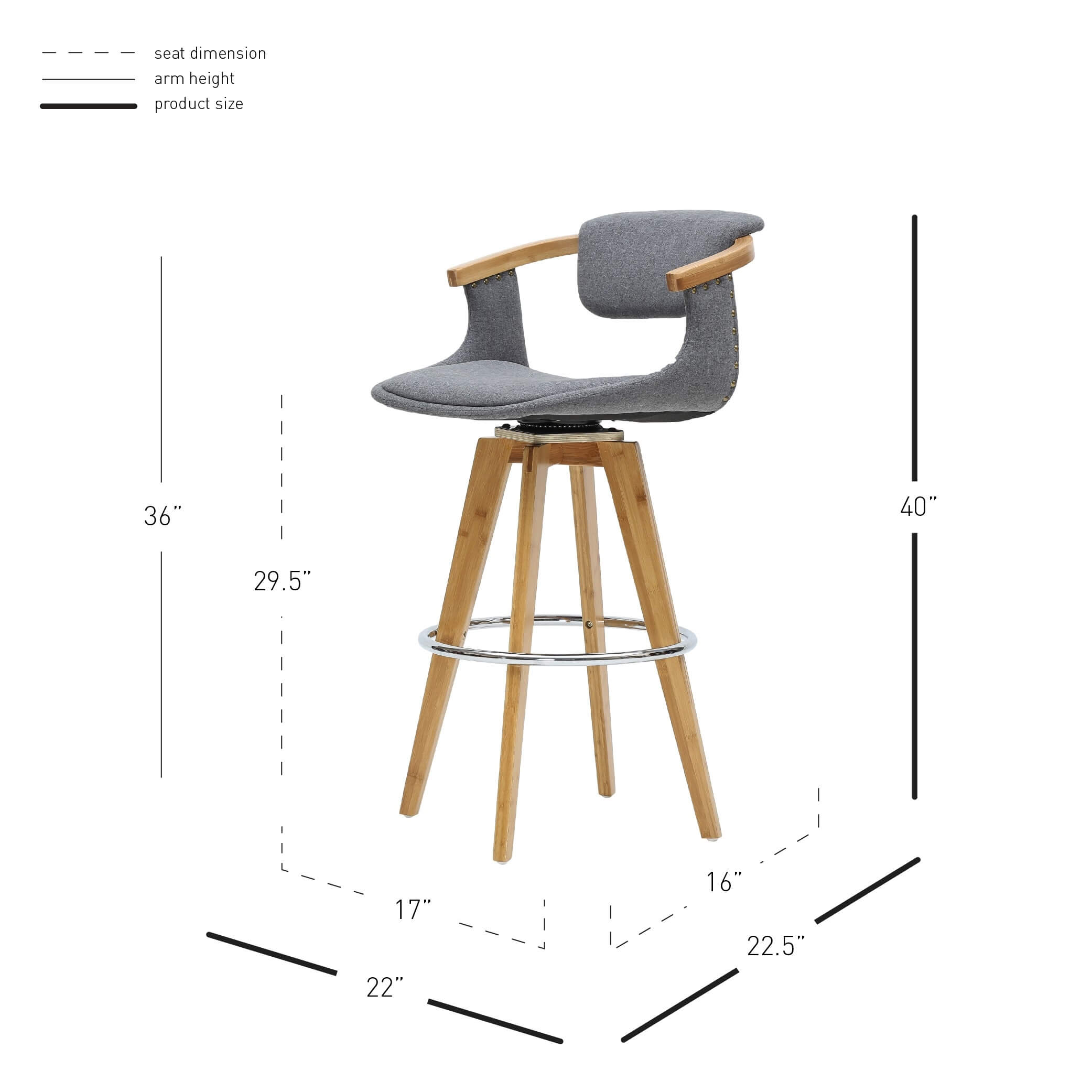Darwin KD Fabric Bar Stool