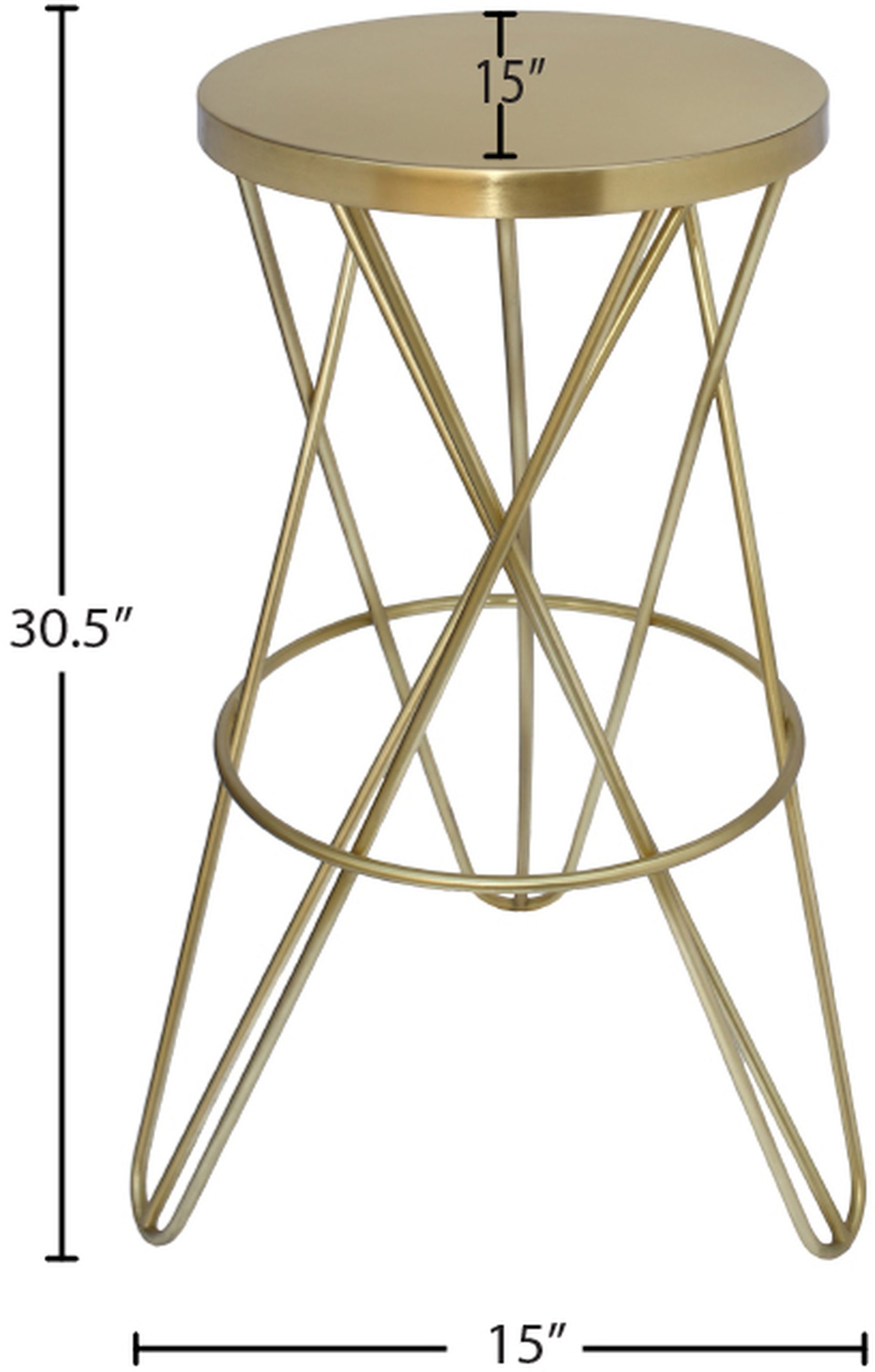 Mercury Iron Bar Stool with Brushed Gold Seat
