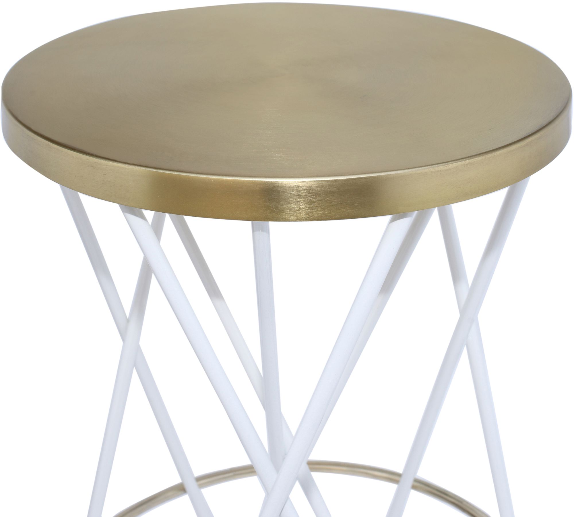 Mercury Iron Bar Stool with Brushed Gold Seat & White Base