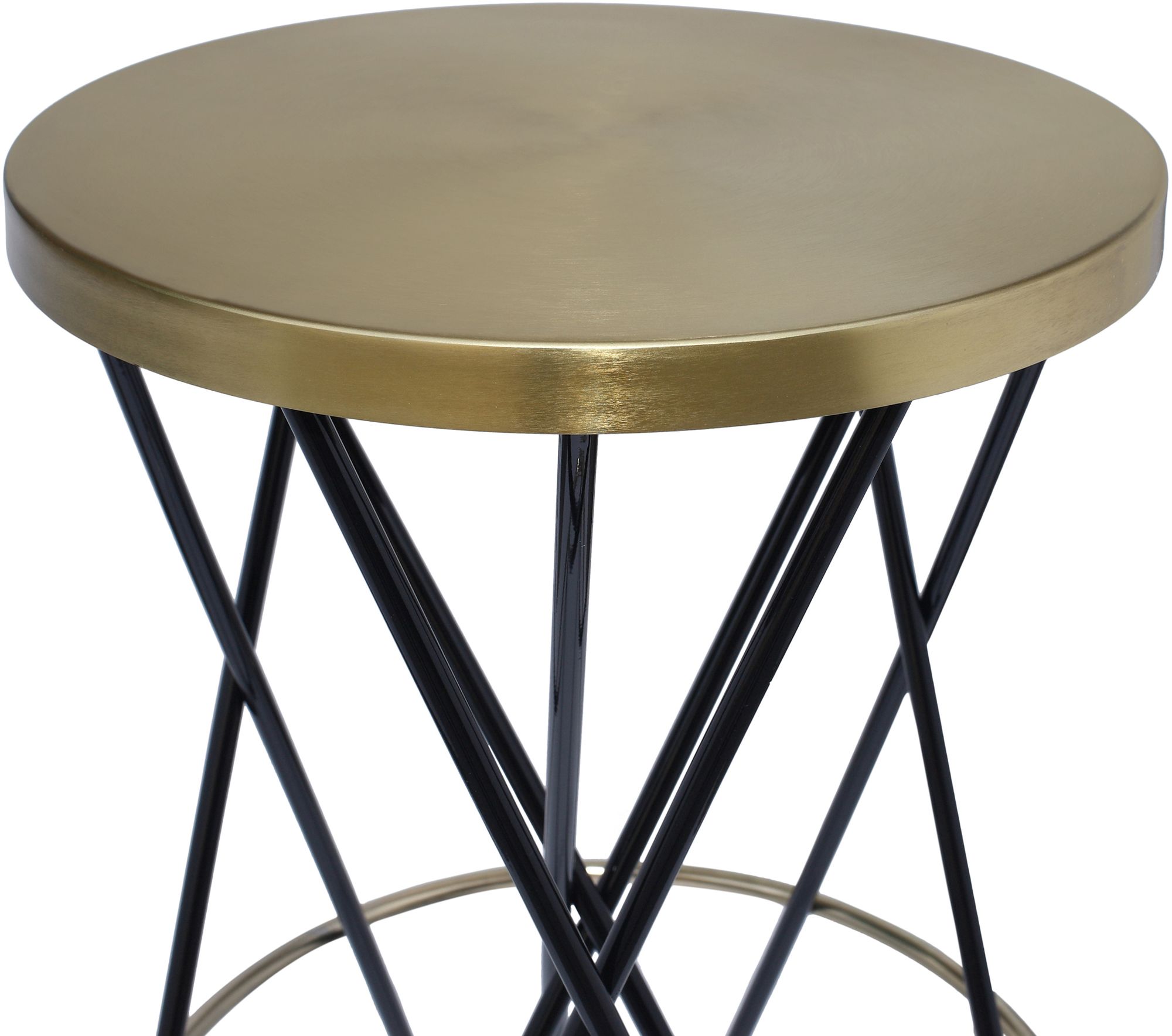 Mercury Iron Bar Stool with Brushed Gold Seat & Black Base