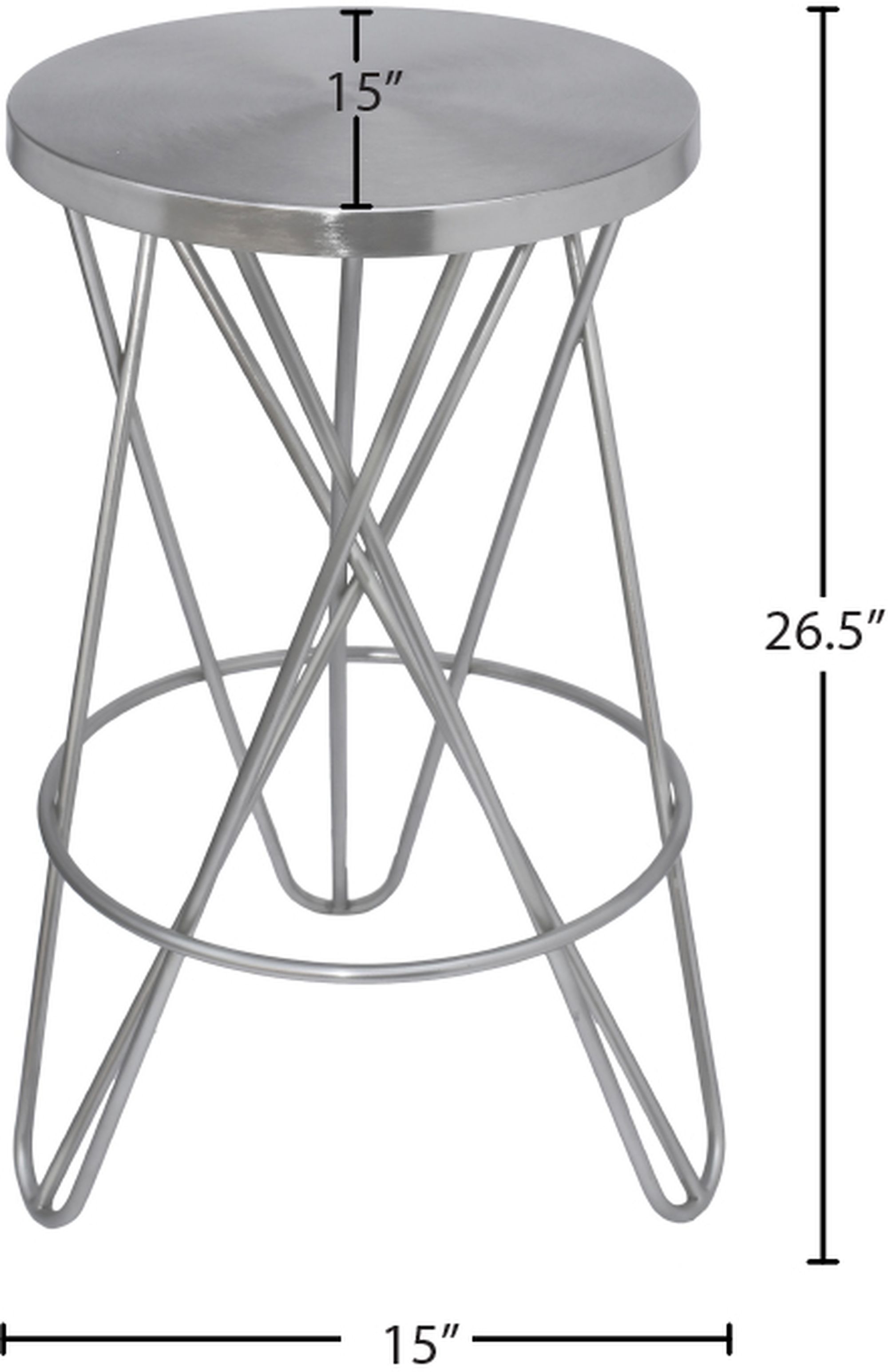 Mercury Counter Stool with Brushed Silver Seat