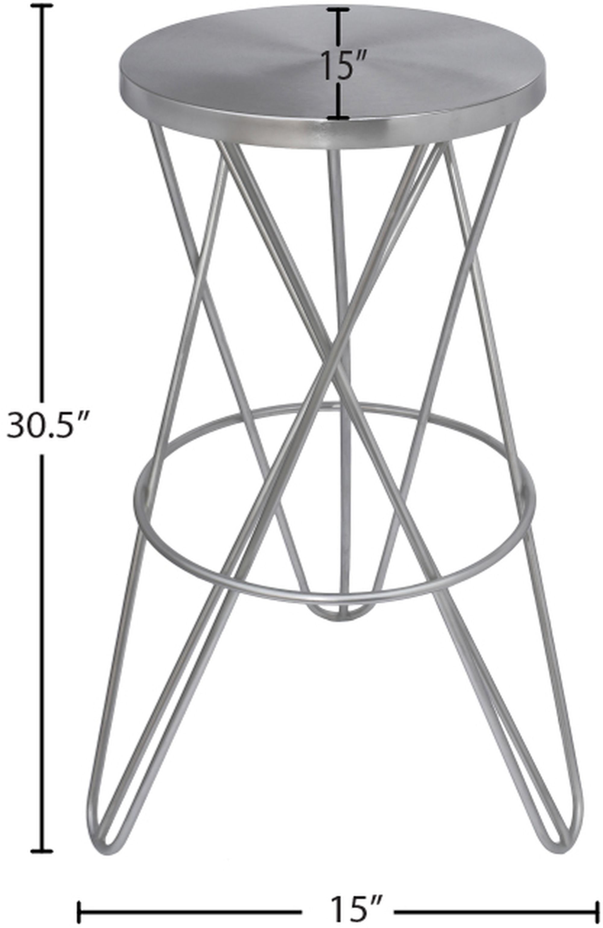 Mercury Bar Stool with Brushed Silver Seat & Silver Base
