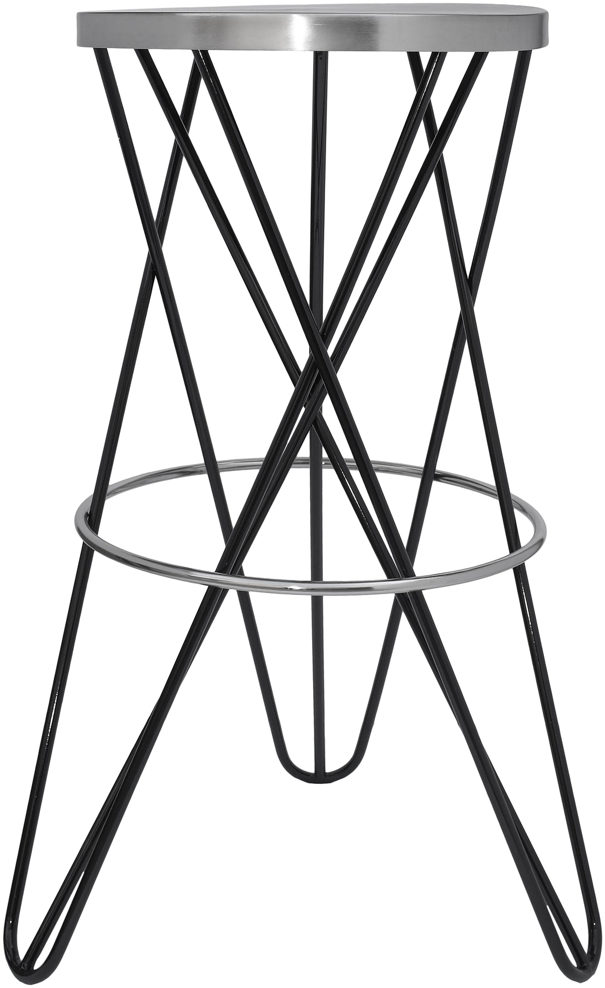 Mercury Bar Stool with Brushed Silver Seat & Black Base