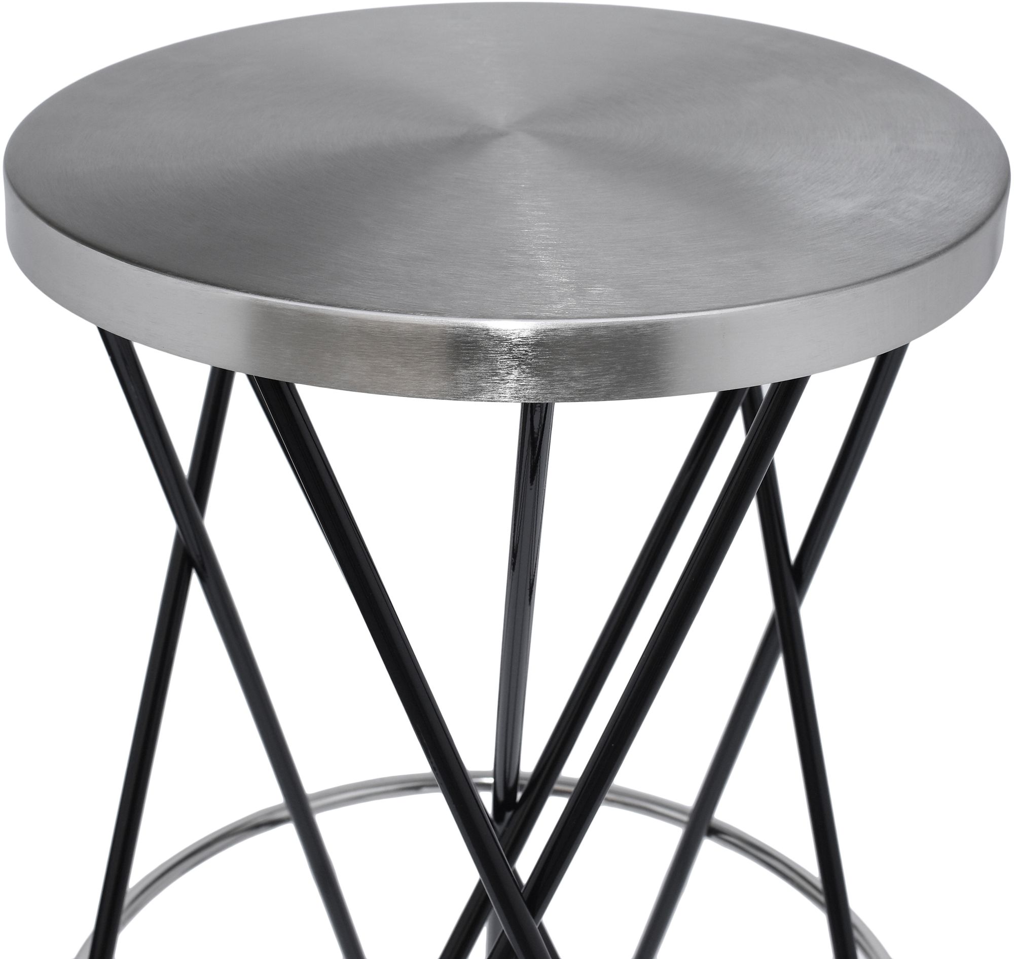 Mercury Bar Stool with Brushed Silver Seat & Black Base